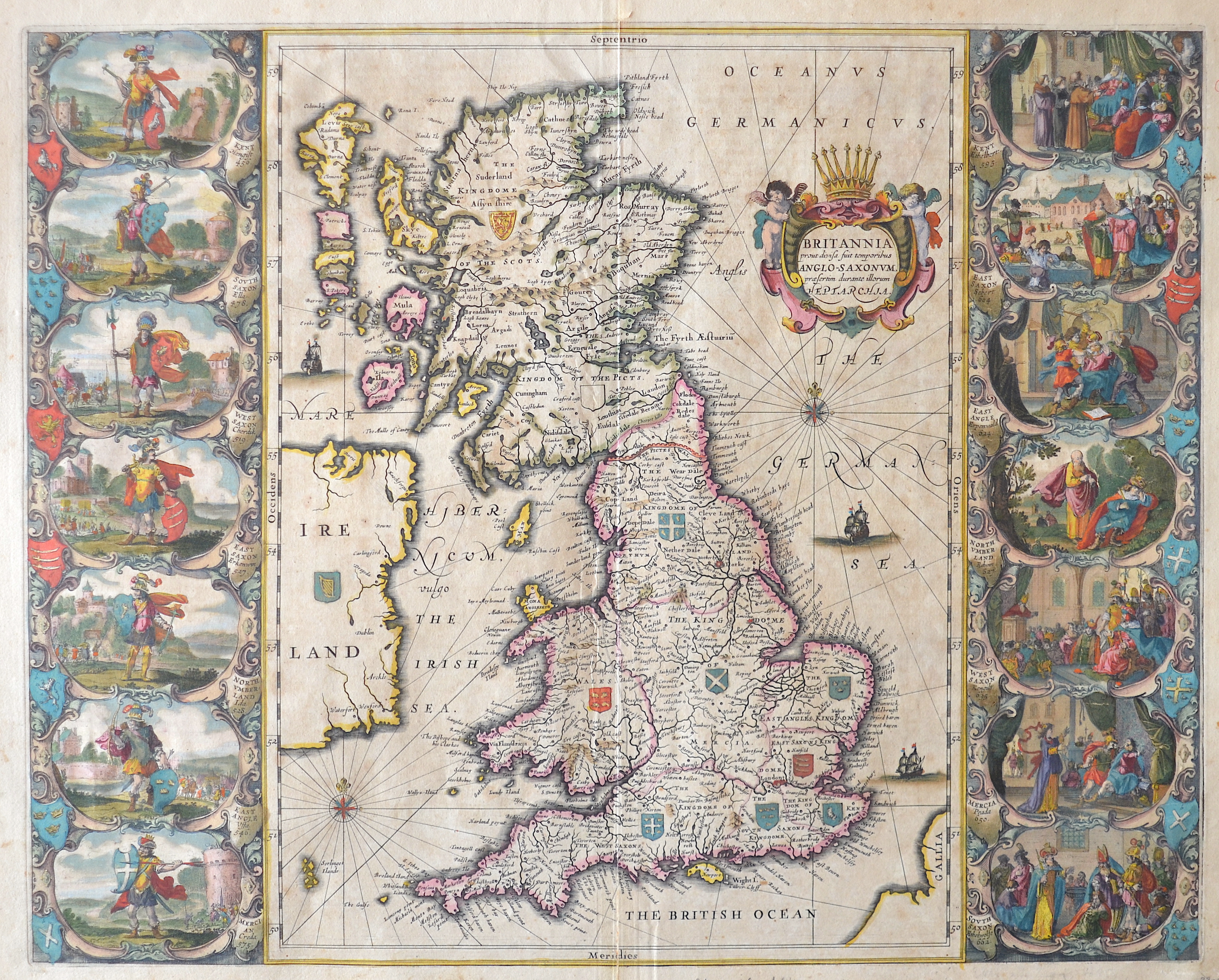 Janssonius Britannia prout divisa suit temporibus Anglo-Saxonum, praesertim durante illorum HEPTARCHIA.