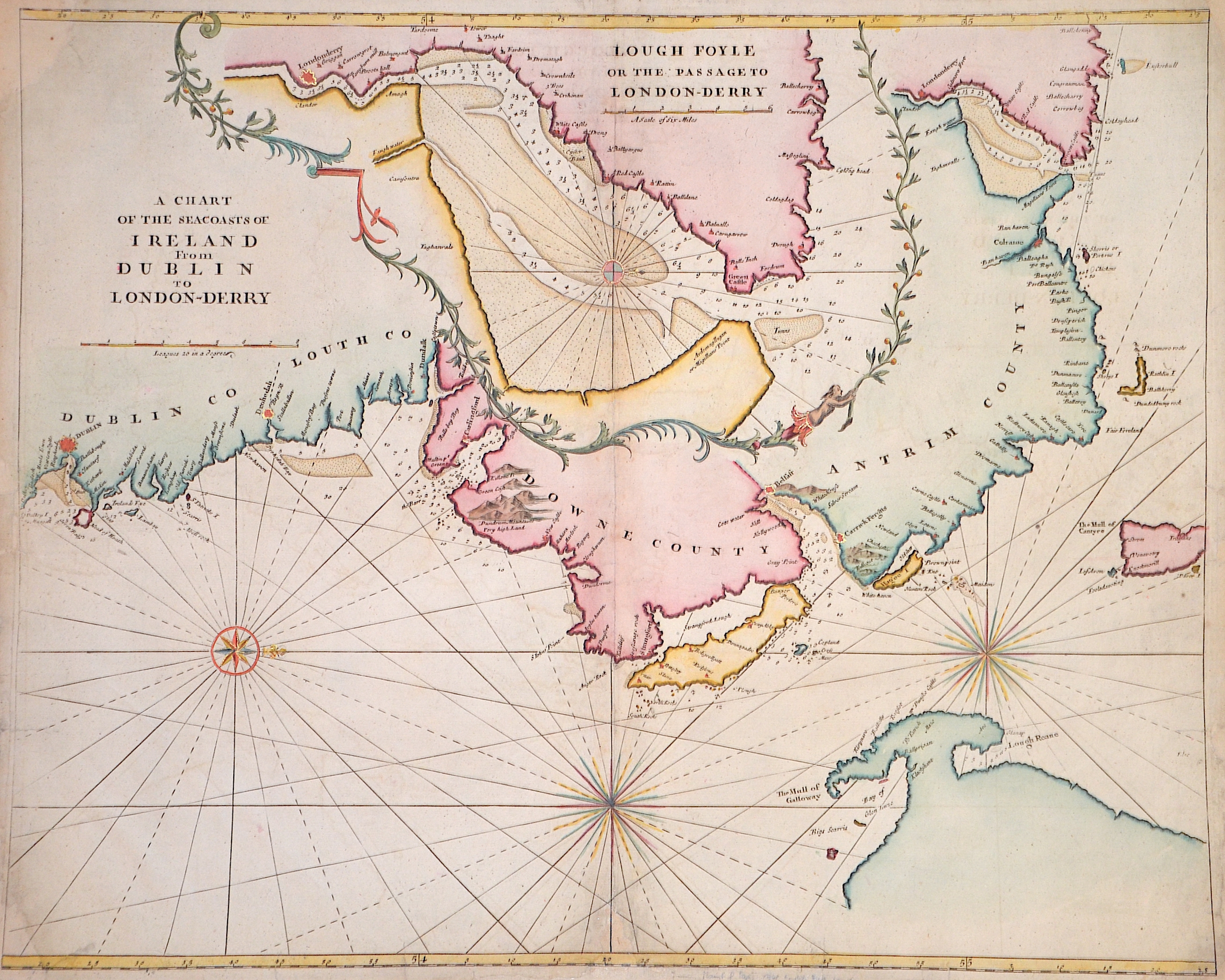 Mount & Page A chart of the seacoasts of Irland from Dublin to London- Derry/ Lough Foyle or the passage to London- Derry
