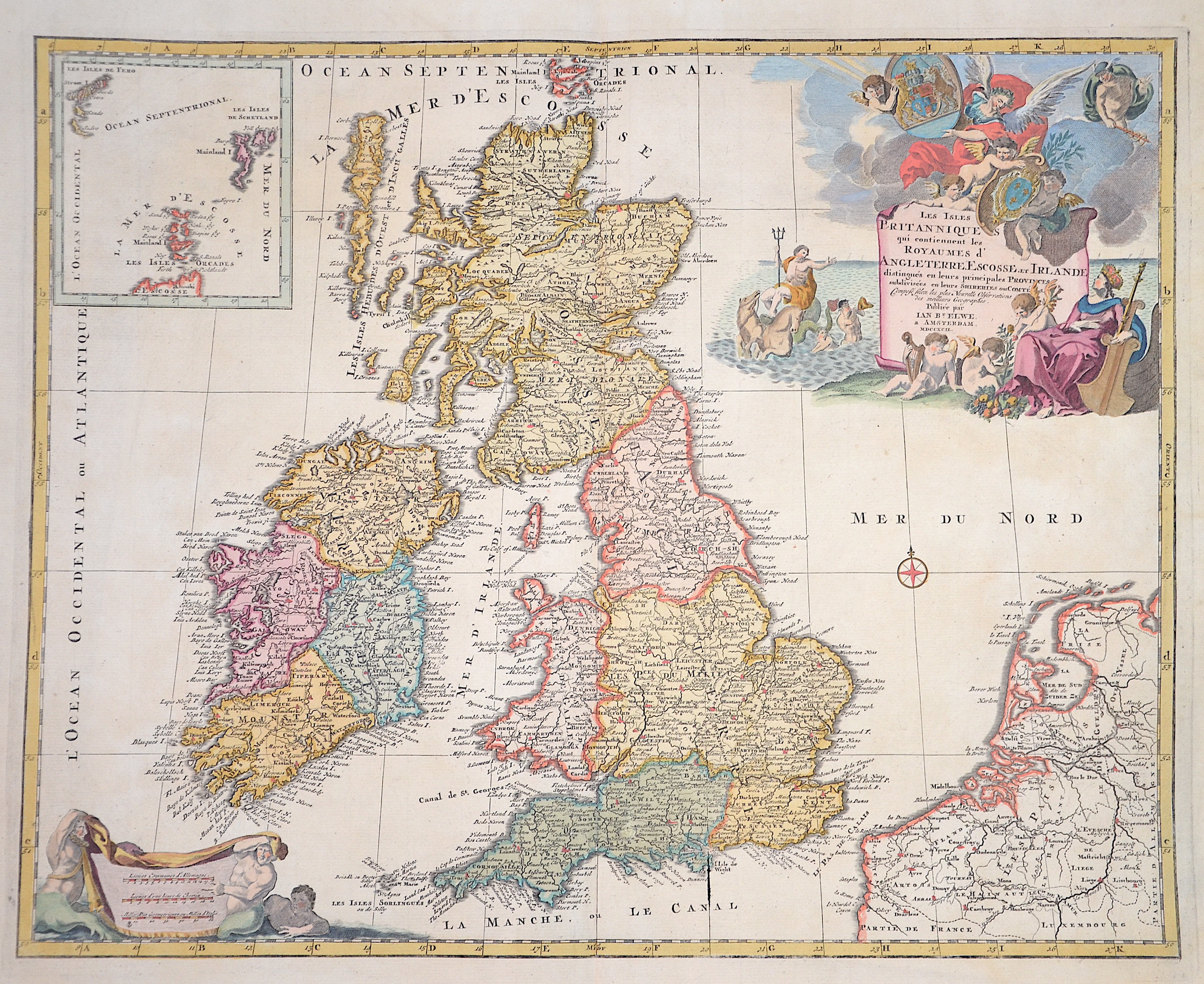 Elwe Jan Barend Les Isles Britanniques qui contiennent les Royaumes d´Angleterre, Escosse, et Irlande….