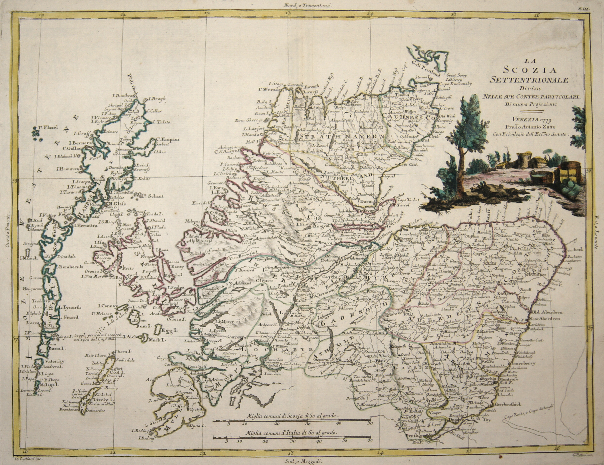 Zatta  La Scozia settentrionale Divisa nelle sue contee particolari.