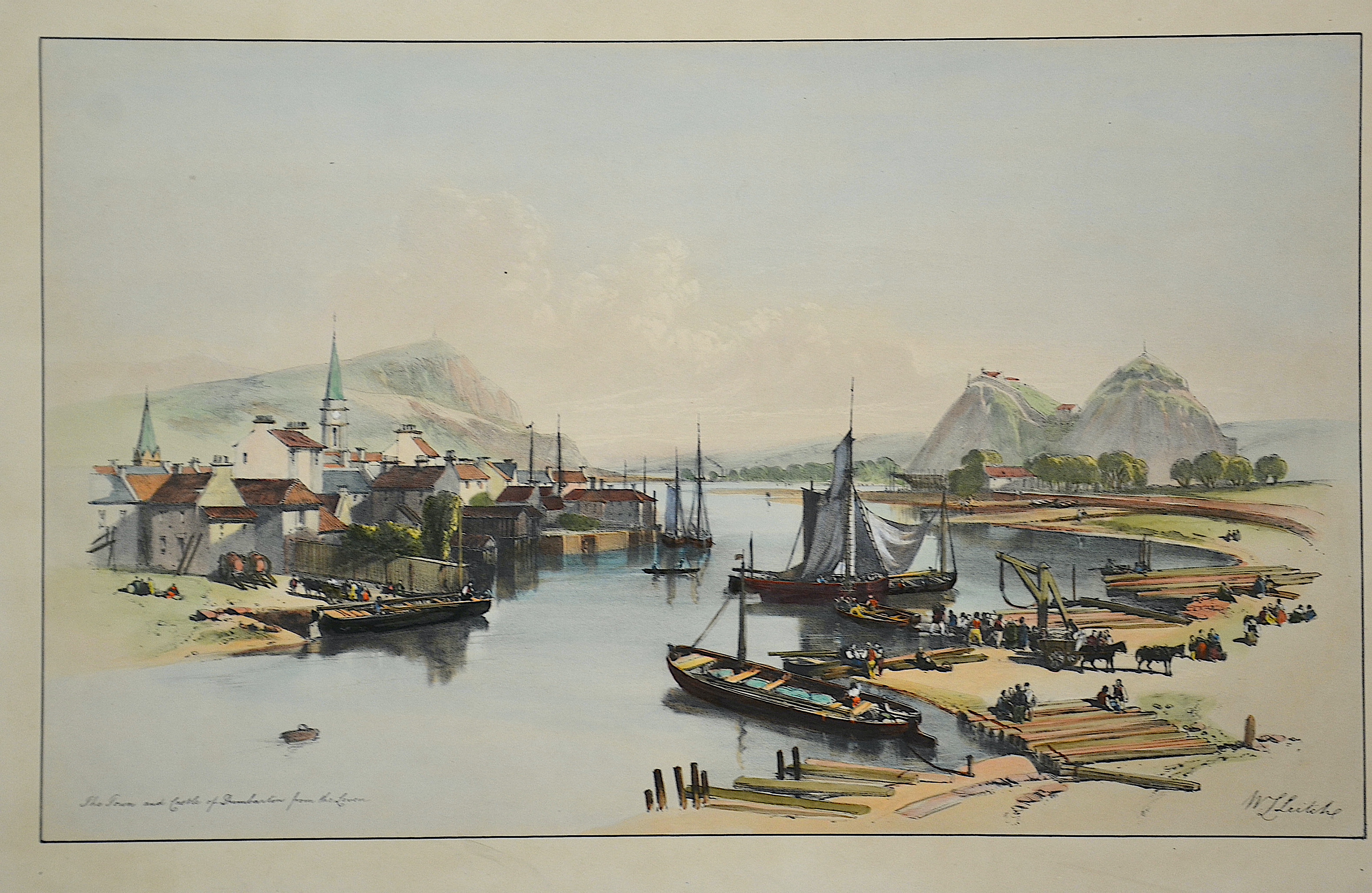 Harding The Town and Castle of Dumbarton from the Leven