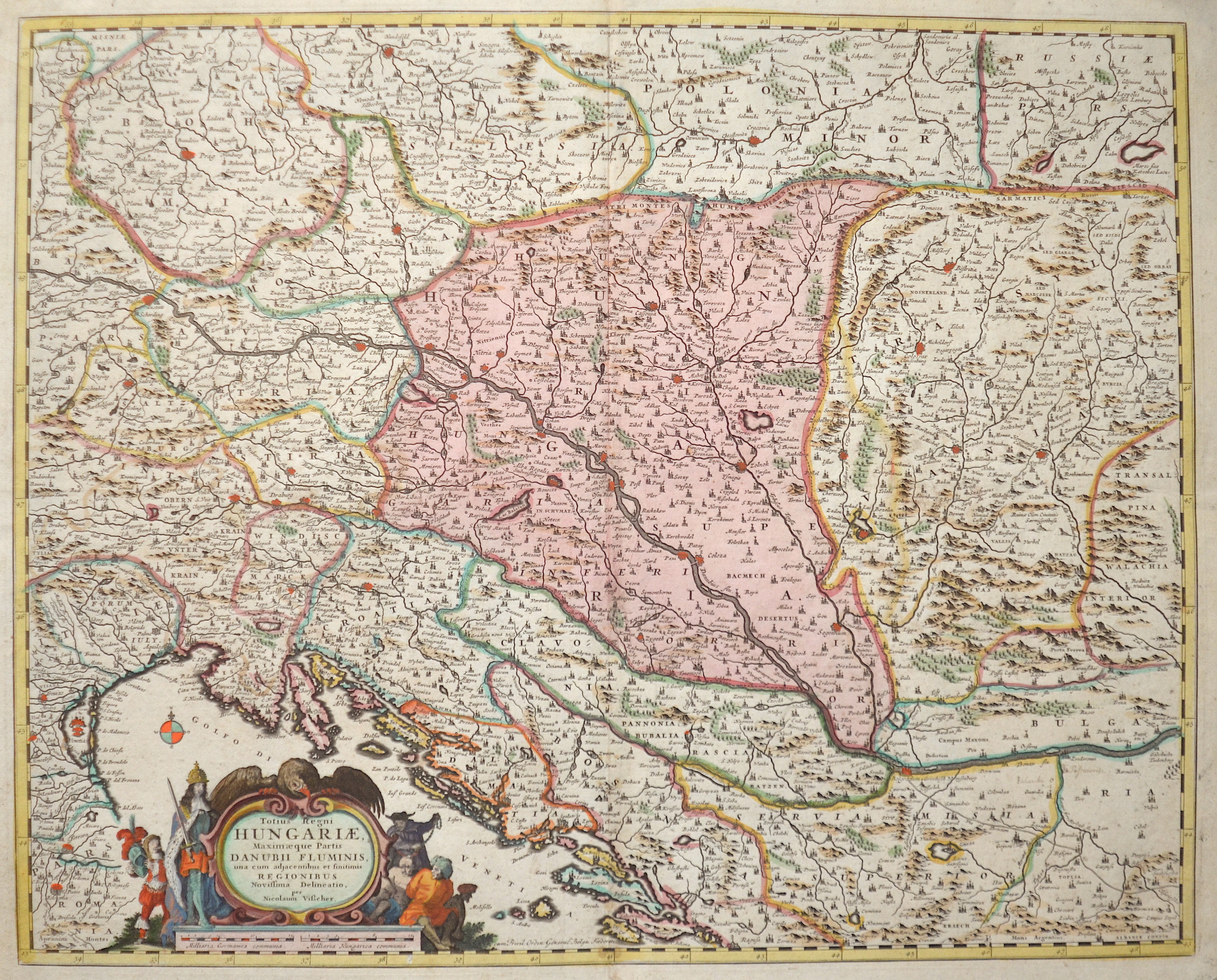 Visscher Nicolas Totius Regni Hungariae, Maximaeque Partis Danubii Fluminis, una cum adjacentibus et finitimis Regionibus