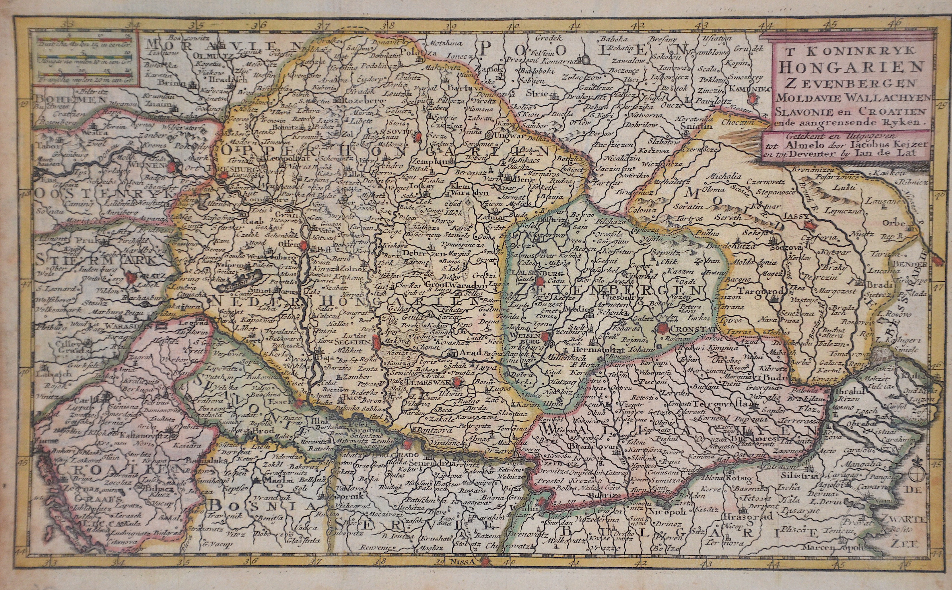 Lat, de  T Koninkryk Hongarien Zevenbergen Moldavie Wallachyen Slavonie en Croatien en de aangrensende Ryken.