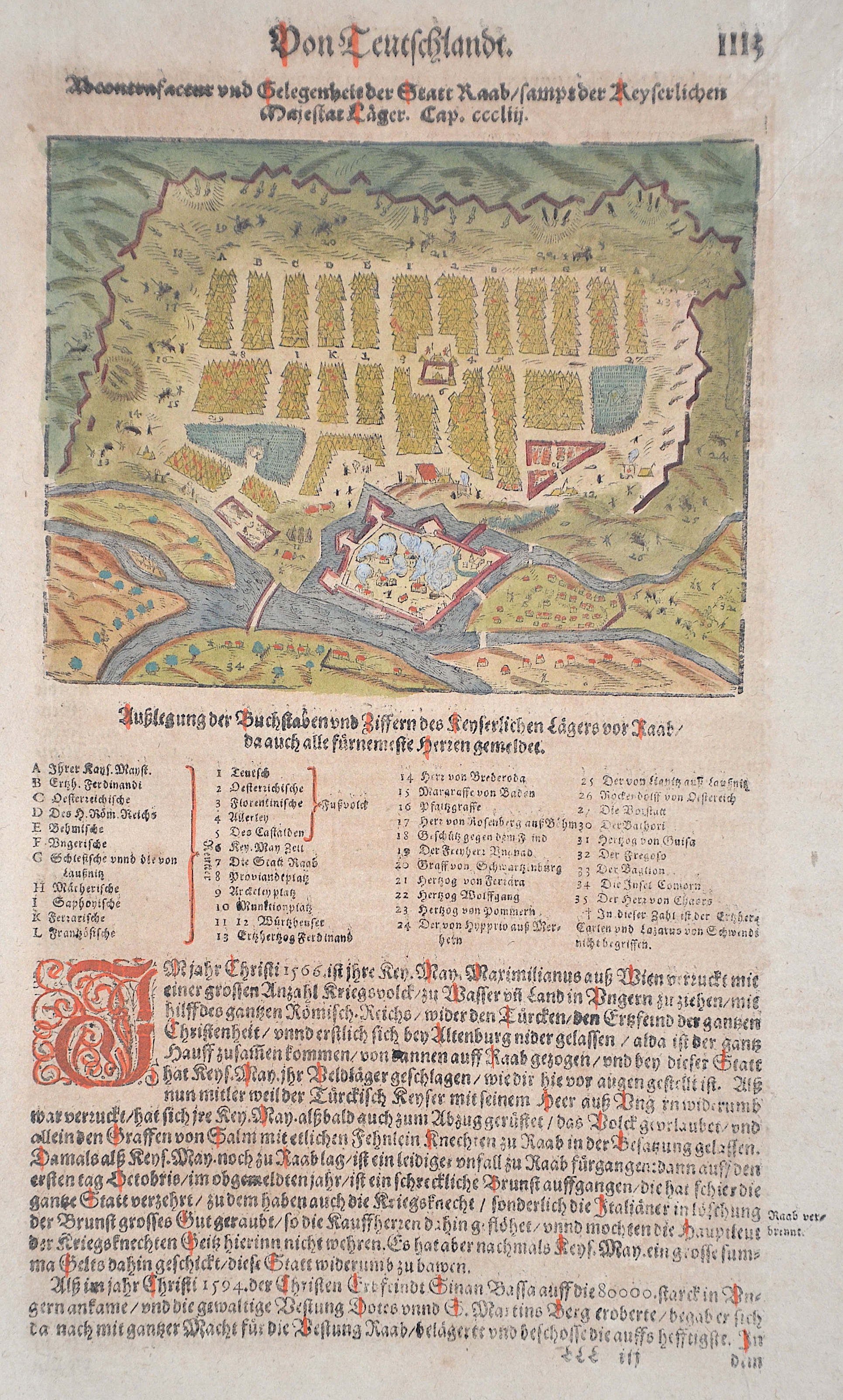 Münster Sebastian Abcontrafactur und Gelegenheit der Statt Raab sampt der Keyserlichen Majestat Läger.
