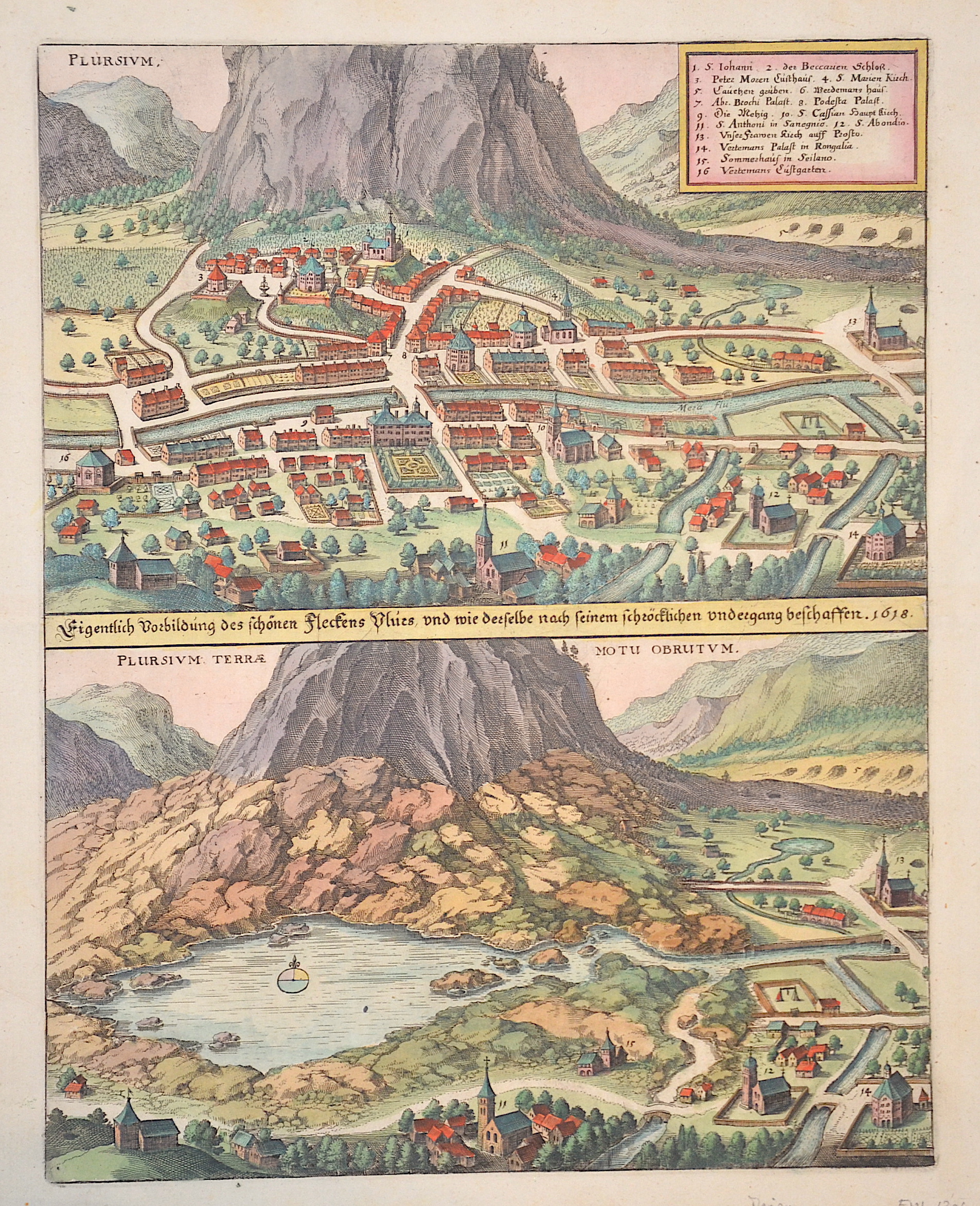 Merian Matthäus Eigentlich Vorbildung des schönen Fleckens Plurs, und wie der selbe nach seinem schröcklichen undergang geschaffen 1618