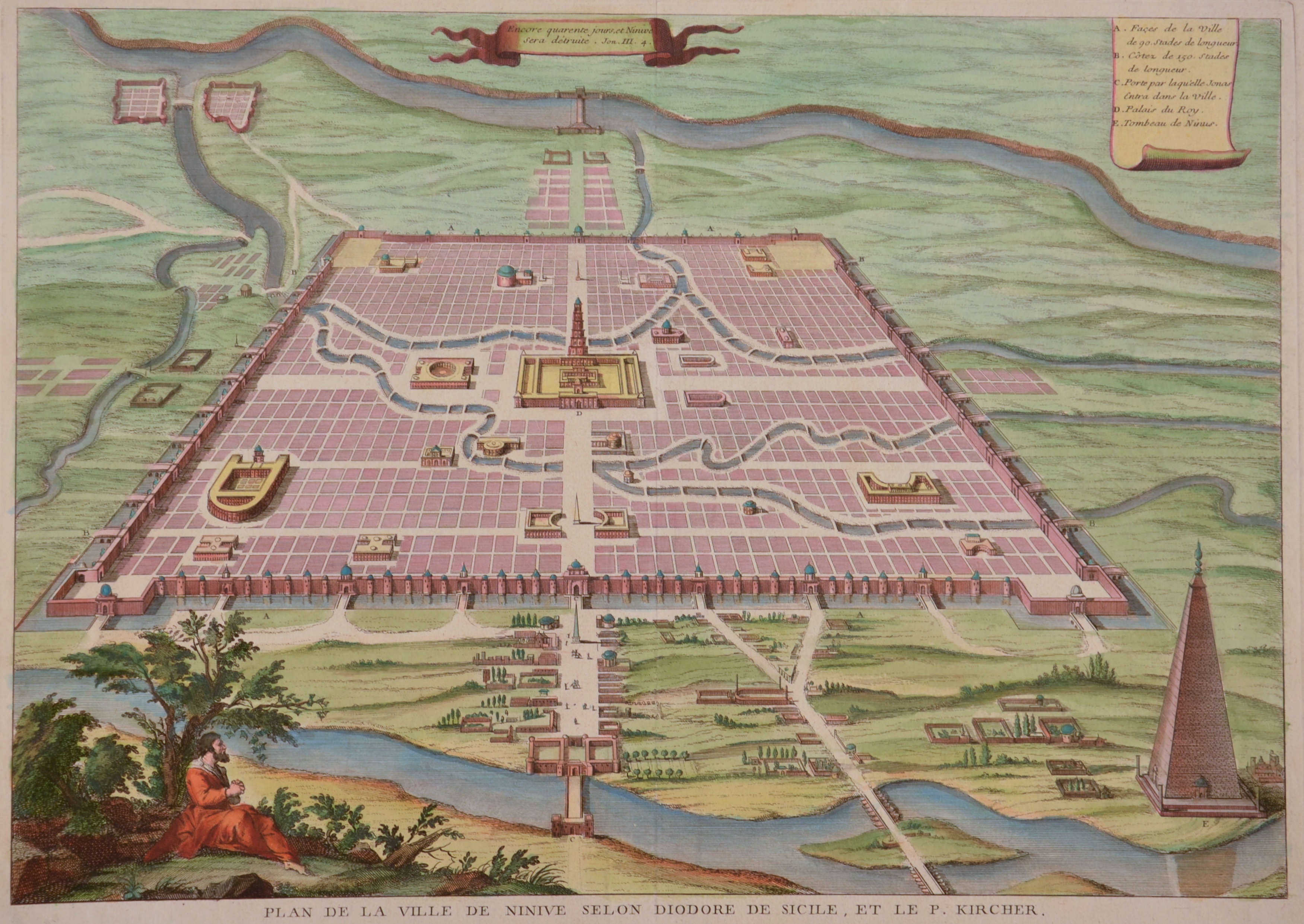 Anonymus  Plan de la ville de Ninive selon Diodore de Sicile, et le P. Kircher