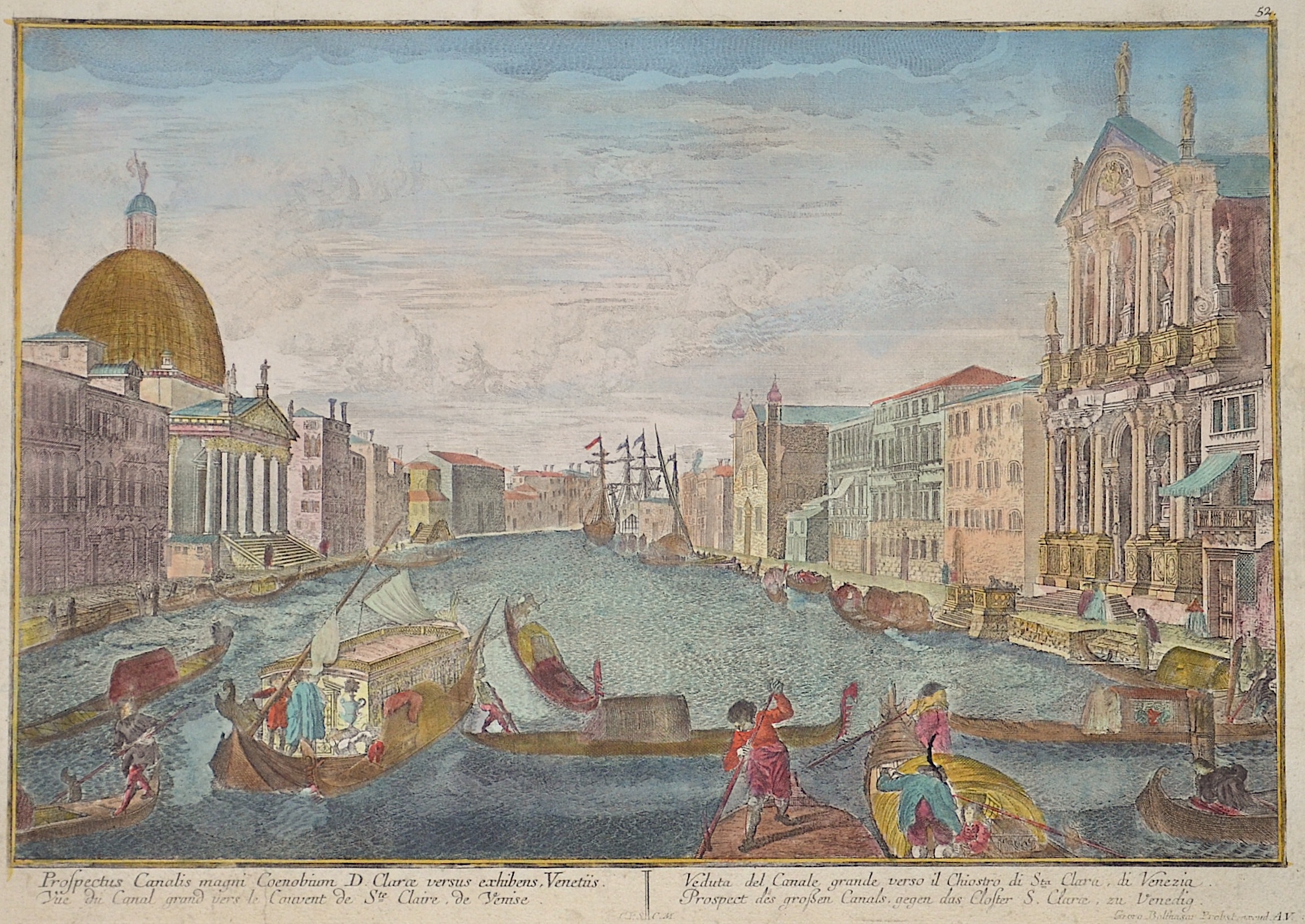 Probst  Prospectus Canalis magni Coenubium D.Calarae versus exhibens, Venetiis/Prospect des großen Kanals gegen das Kloster S.Clara zuu Venedig