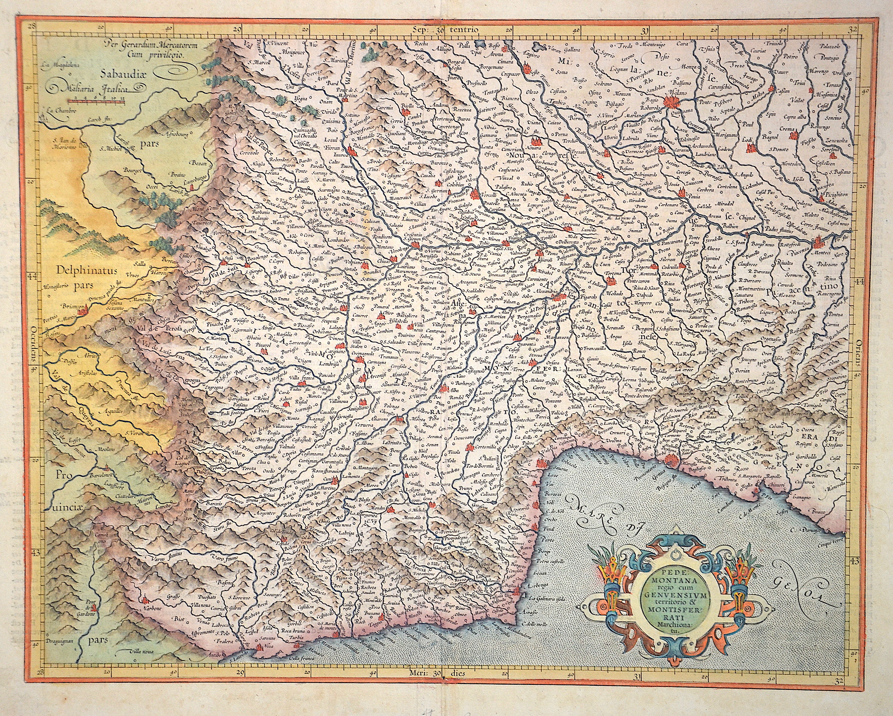Mercator  Pedemontana regio cum Genuensium territorio u Montesferrati Marchionatu