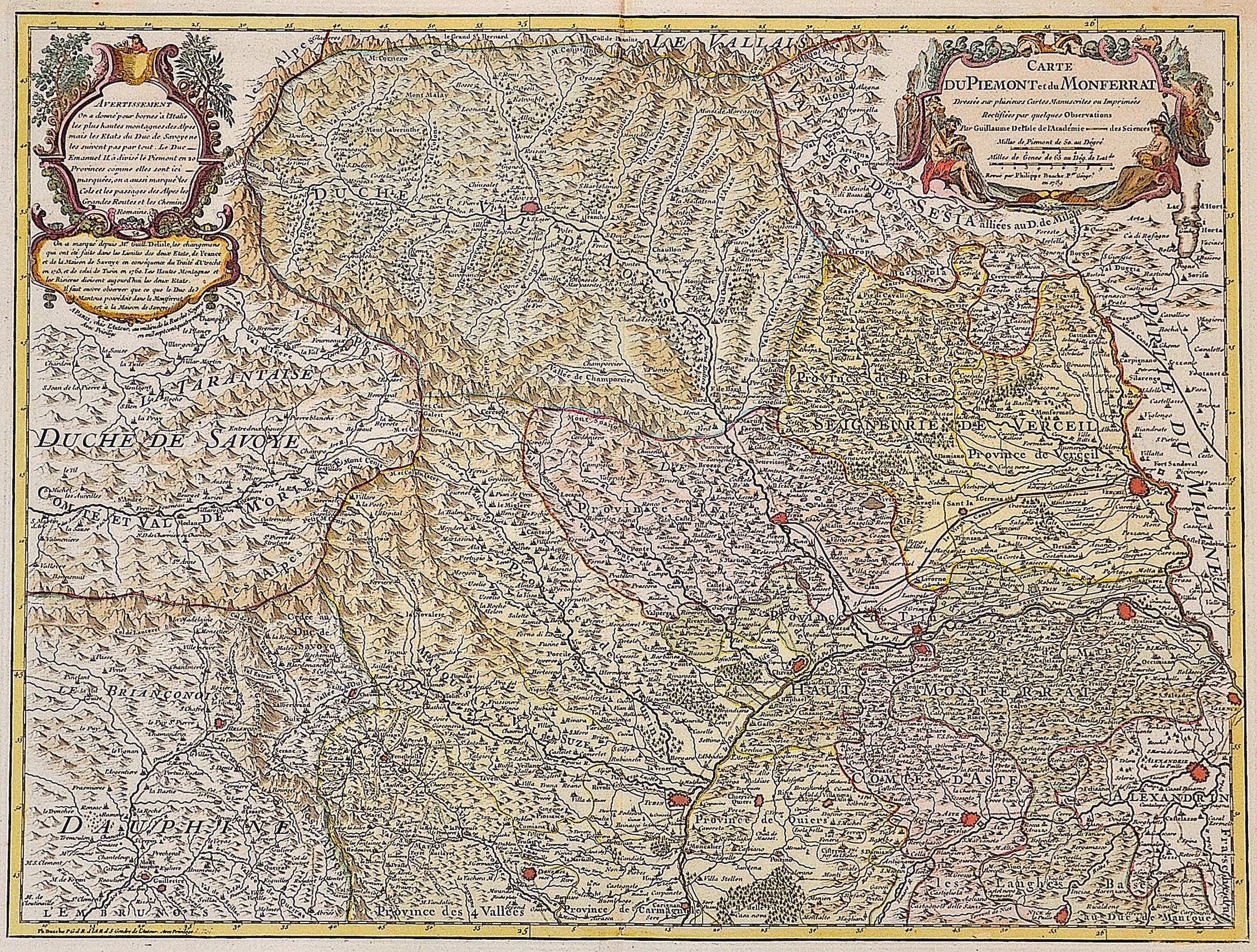 Dezauche/de l´Isle,  Carte du Piemont et du Monferrat