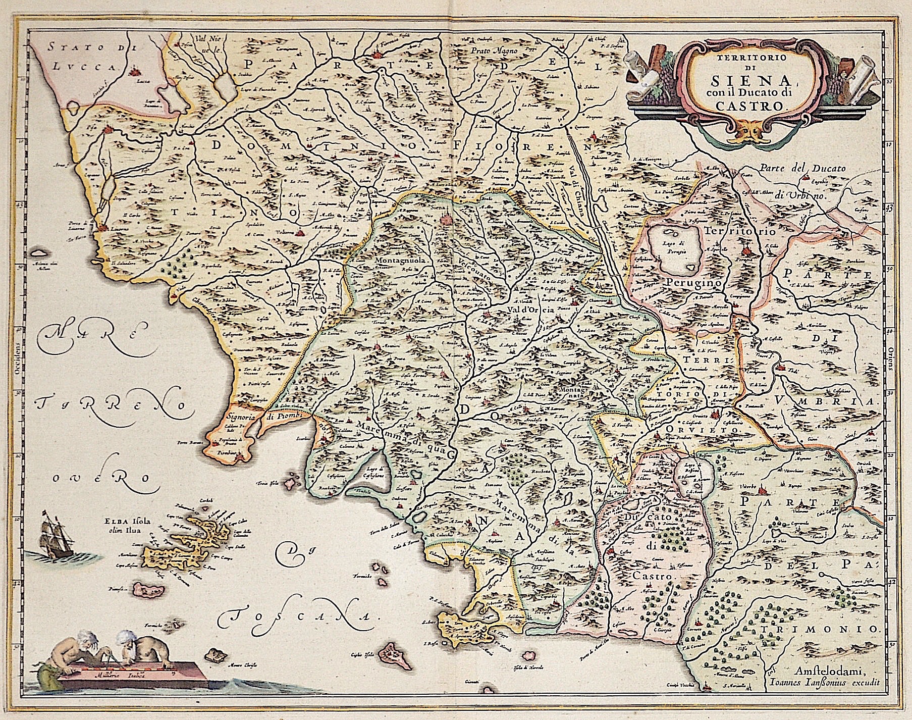 Janssonius Haeredes Territorio di Siena con il Ducato di Castro