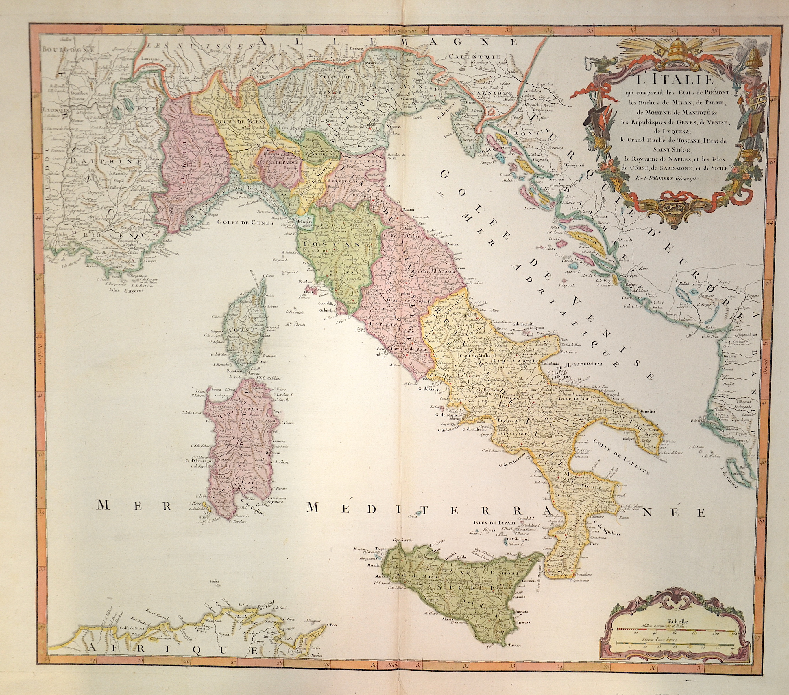 Robert  L’Italie qui comprend les Etats de Piemont, les Duches de Milan, de Parme, de Modene, de Mantoue..
