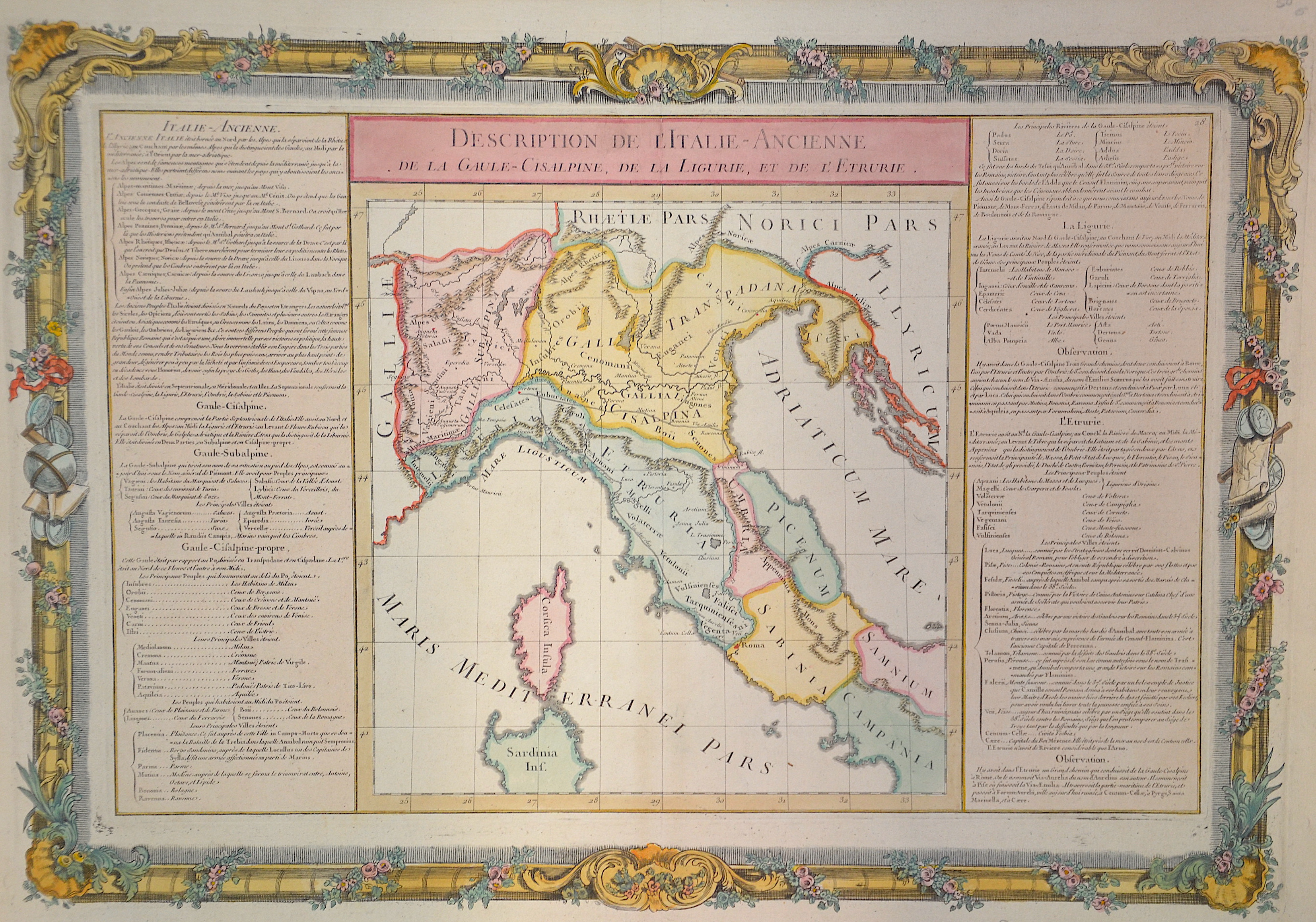 Desnos  Description de L’Italie-Ancienne de la Gaule-Cisalpine, de la Ligurie, et de L’Etrurie.