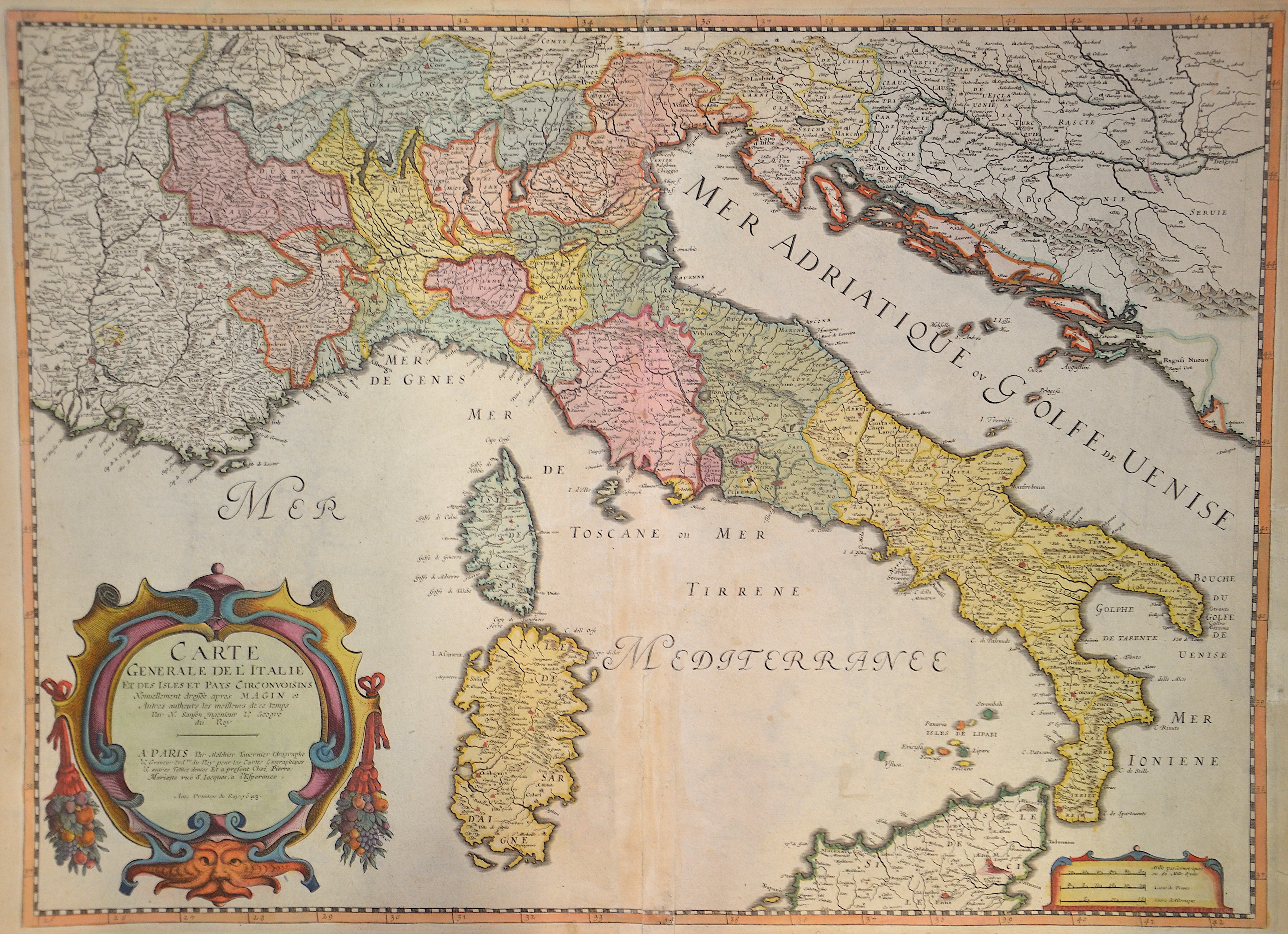 Tavernier/ Sanson Nicolas  Carte Generale de L’Italie et des Isles et Pays Circonvoisins..