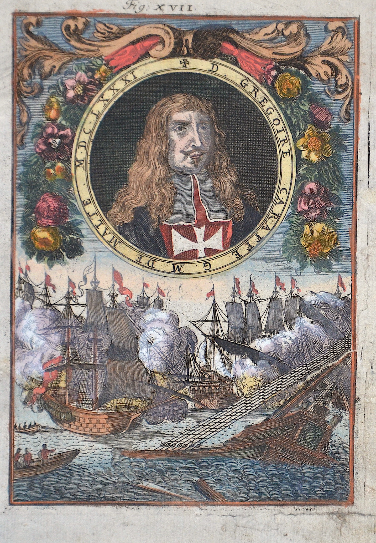 Mallet Alain, Manesson Fig. XVII. D. Gregoire Caraffe G. M de Malte MDCLXXXI.