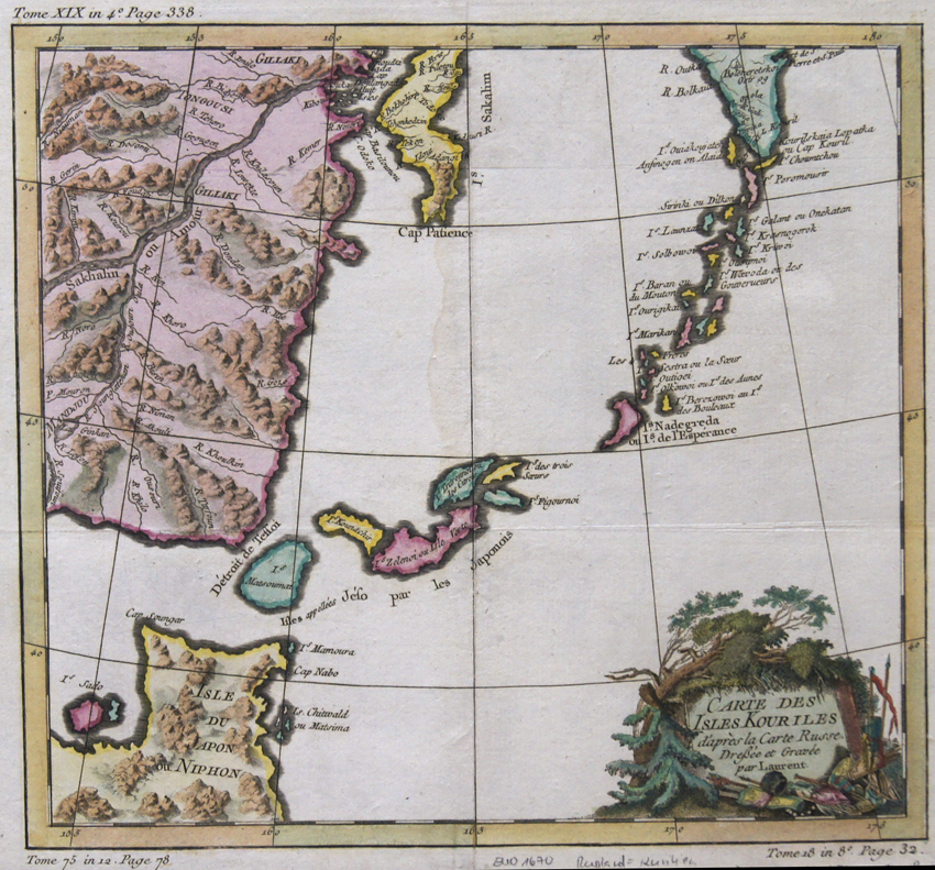 Laurent  Carte des Isles Kouriles d´apres la Carte Russe. Dreßee et Gravee par Laurent.