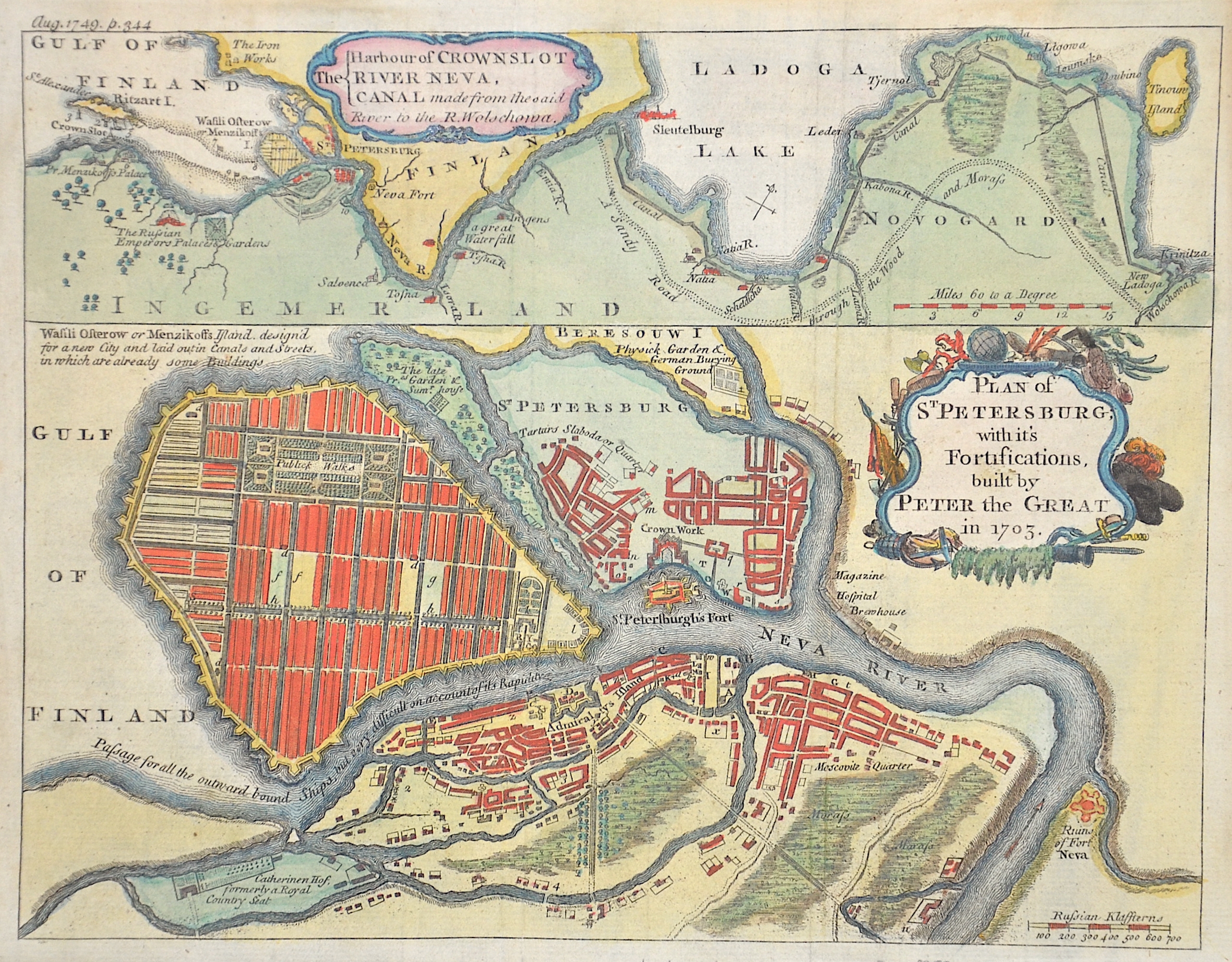 Anonymus  Plan of St. Petersburg with it´s Fortifications built by Peter the Great in 1703/ The harbour of Crownslot, River Neva