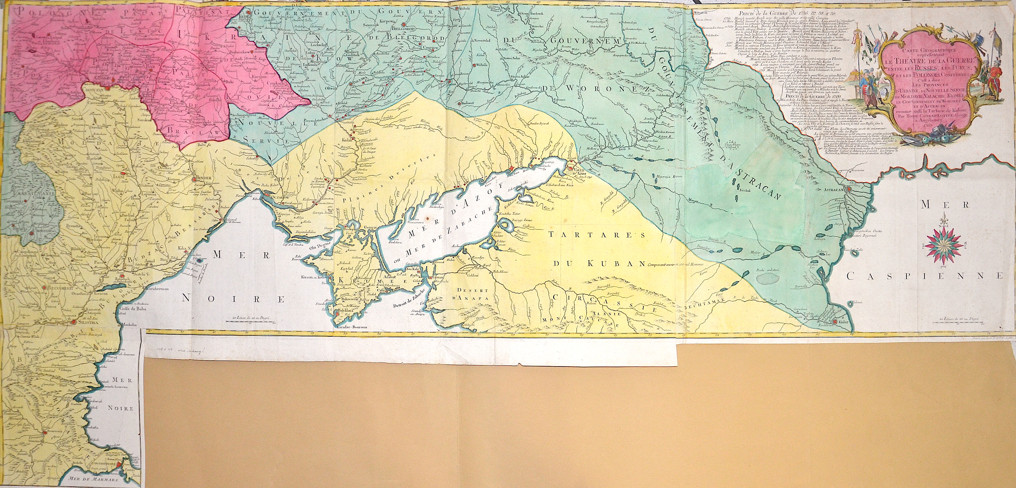 Lotter  Carte Geographique representant le Theatre de la Guerre entre les Russes, les Turcs, et les Polonois Confederes,..