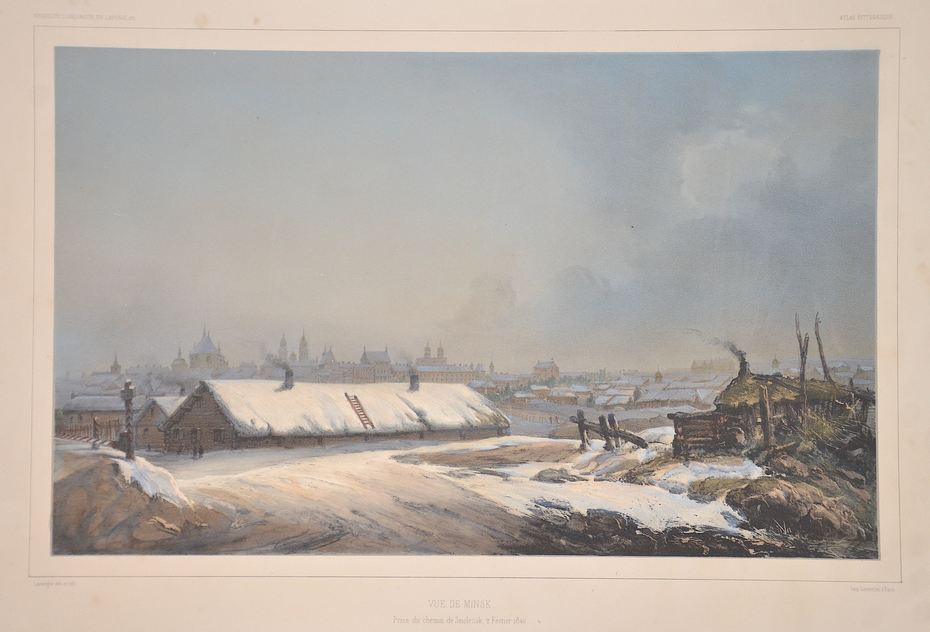 Lemercier  Vue de Minsk. Prise du chemin de Smolensk, 2 Fevrier 1840.