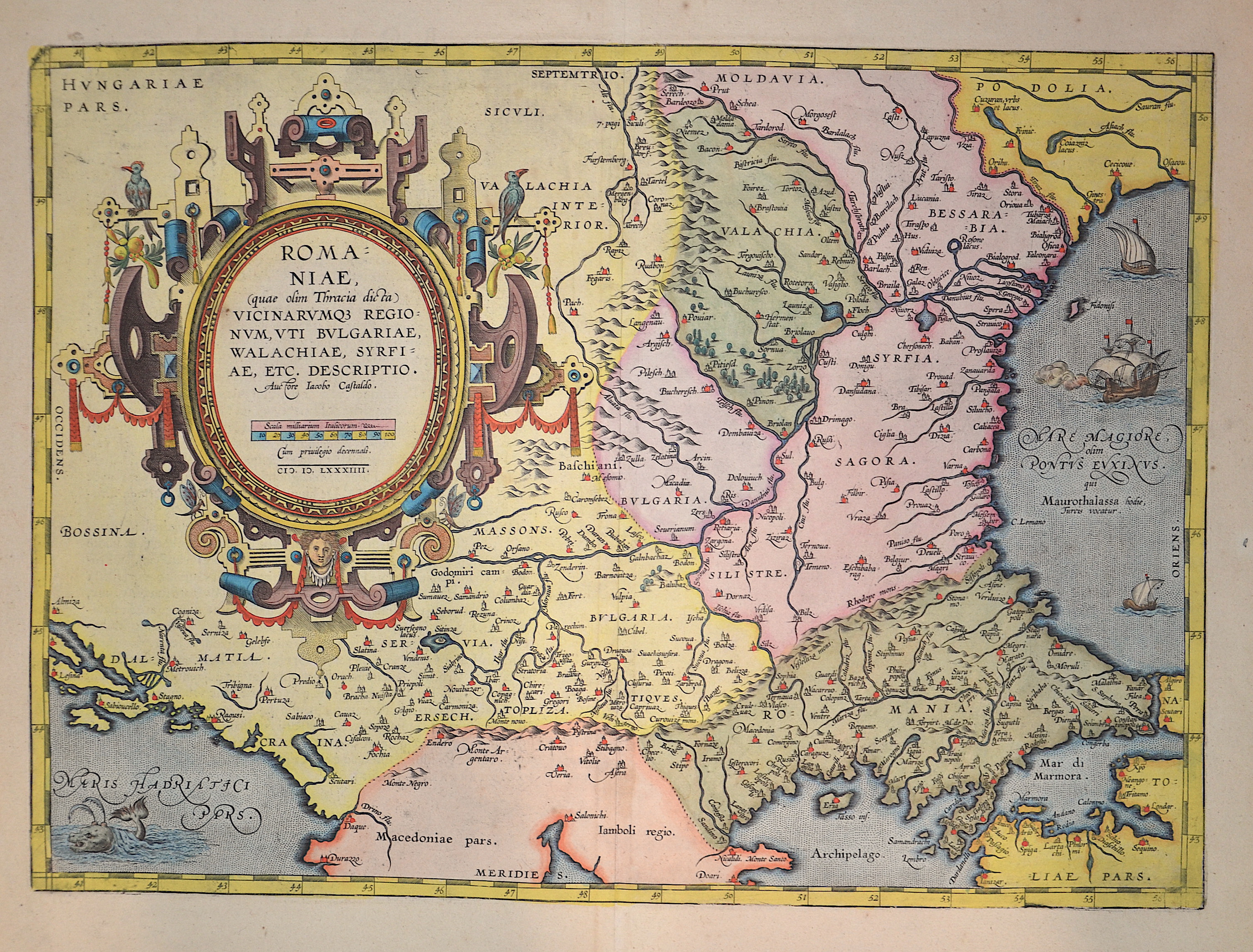 Ortelius Abraham Romaniae vicinarumqe regionum, uti Bulgariae, Walachiae, Syrfiae, ect. Descriptio