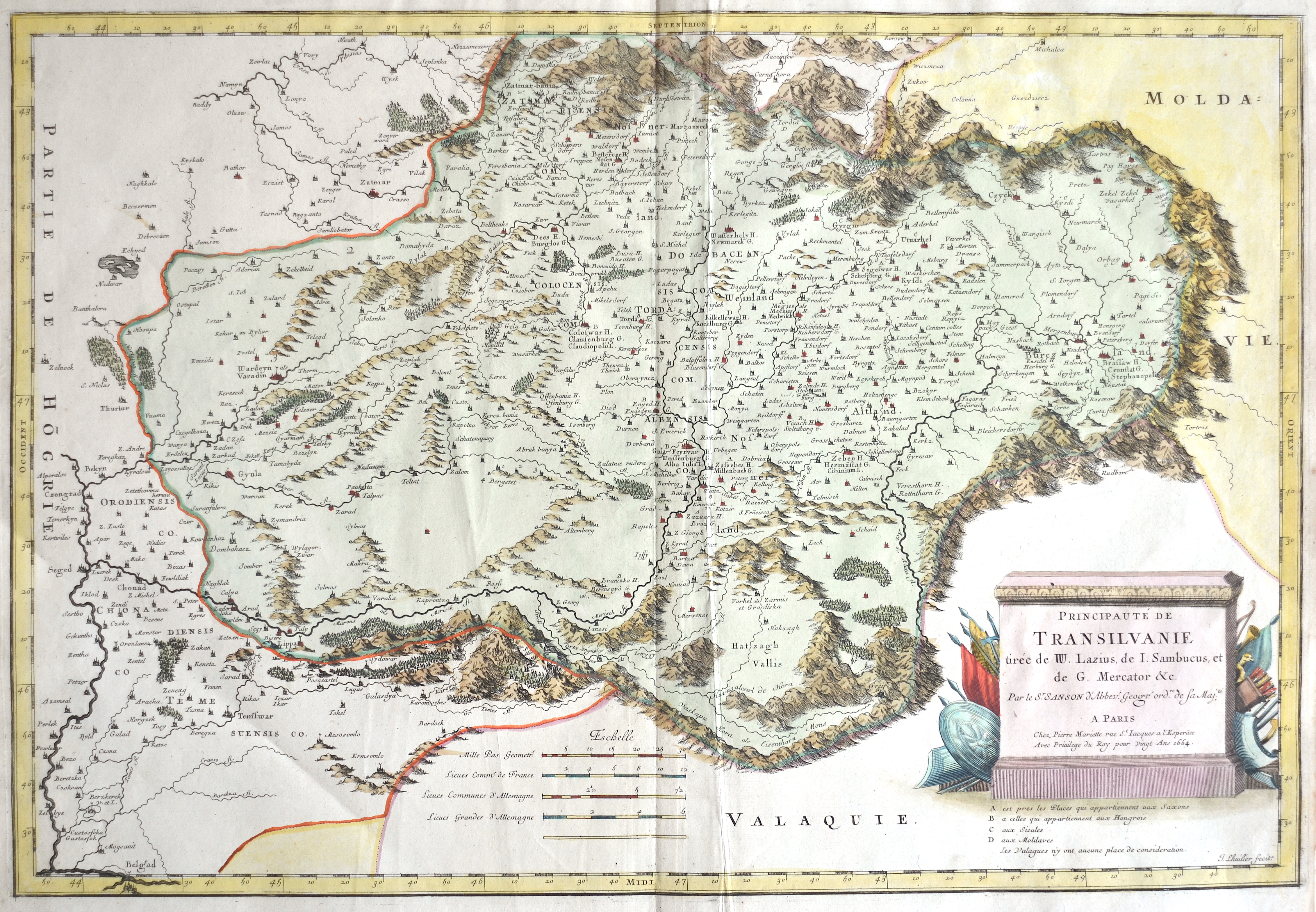 Mariette  Principauté de Transilvanie tirée de W. Lauzius, de I. Sambucus,et de G. Mercator & c.
