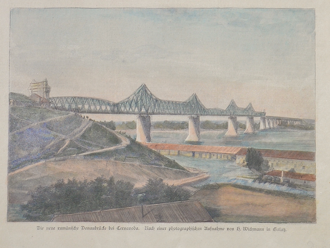 Anonymus  Die neue rumänische Donaubrücke bei Cernavoda. Nach einer photographischen Aufnahme von H. Wichmann in Galatz.