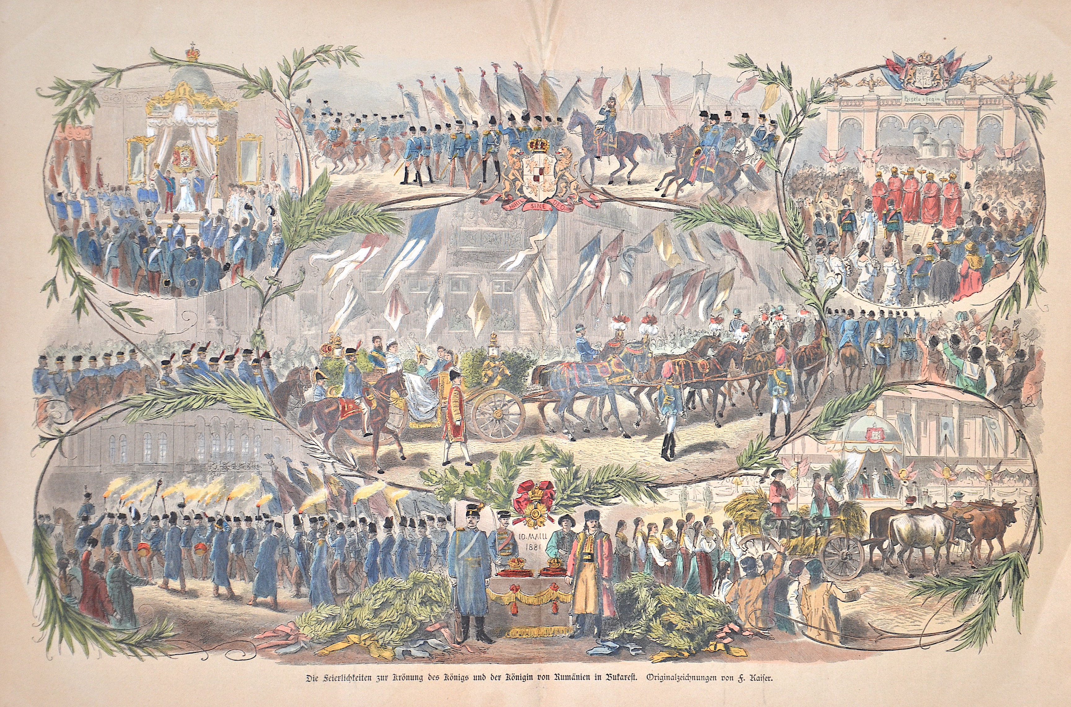 Anonymus Die Feierlichkeiten zur Krönung des Königs und der Königin von Rumänien in Bukarest.