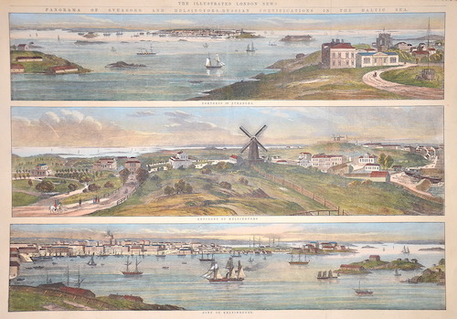 Anonymus  Panorama of Sveaeorw and Helsingfors.- Russian fortifications in the Baltic sea