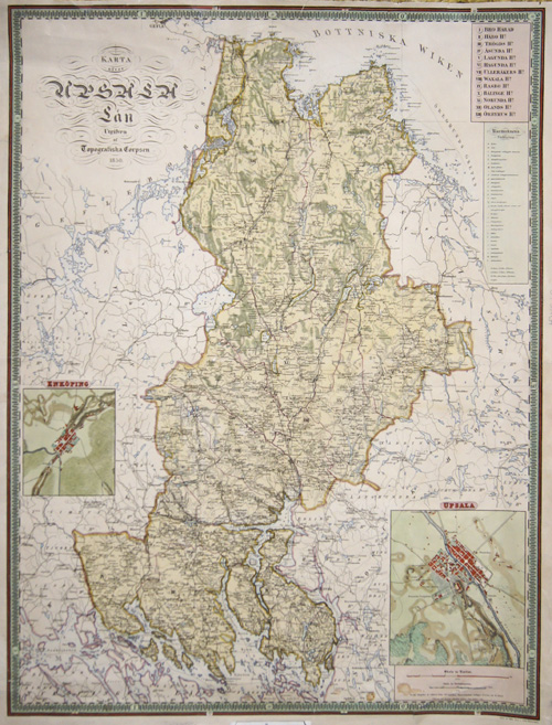 Voss Wilhelm (Wennersten Carl) Karta öfver Upsala laen Utgifven af Topografiska  Corpsen 18950