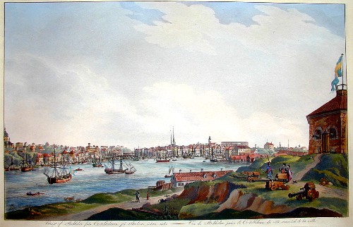 Martin Johann Fredrik Utsigt af Stockholm fran Caselholmen pa Stadens östra sida