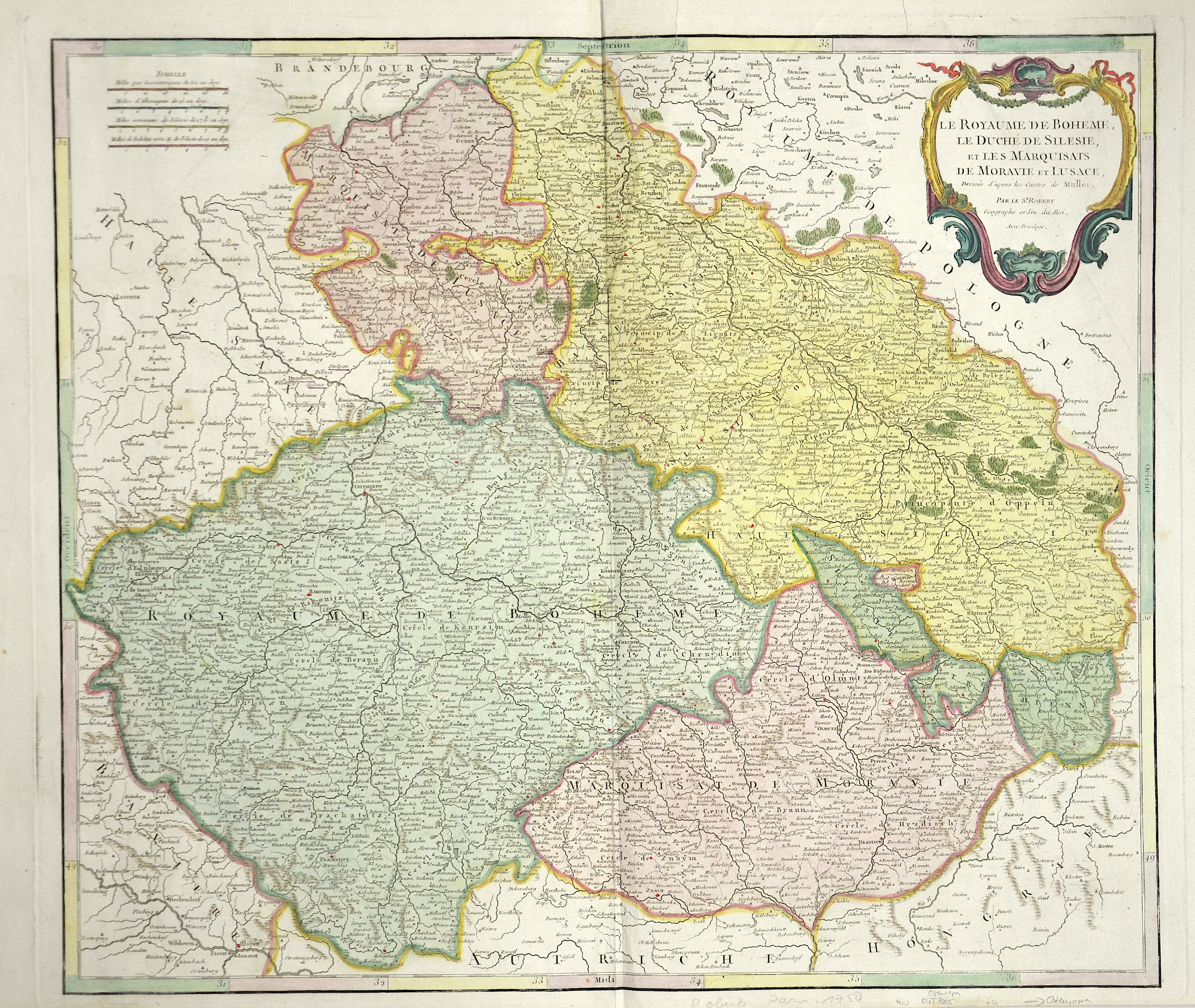 Vaugondy, de  Le Royaume de Boheme, le duche de Silesie, et les Marquisats de Moravie et Lusace
