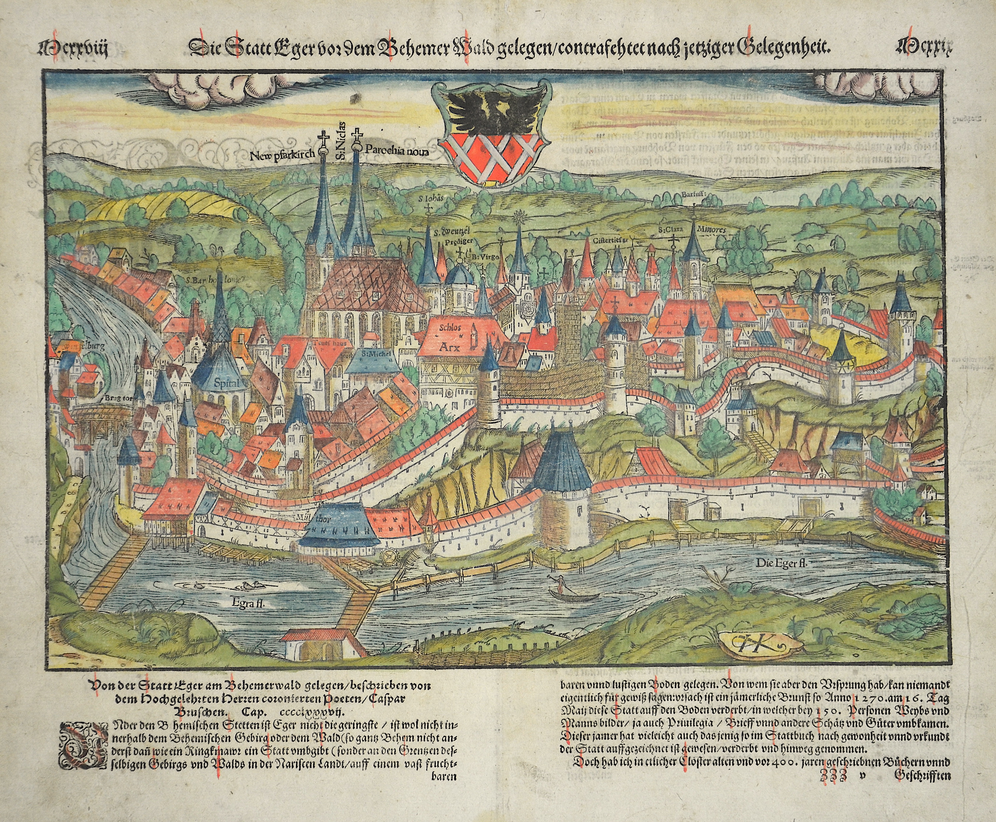 Münster  Die Stadt Eger vor dem Behemer Wald gelegen/trontrasehter nach jetztiger Gelegenheit