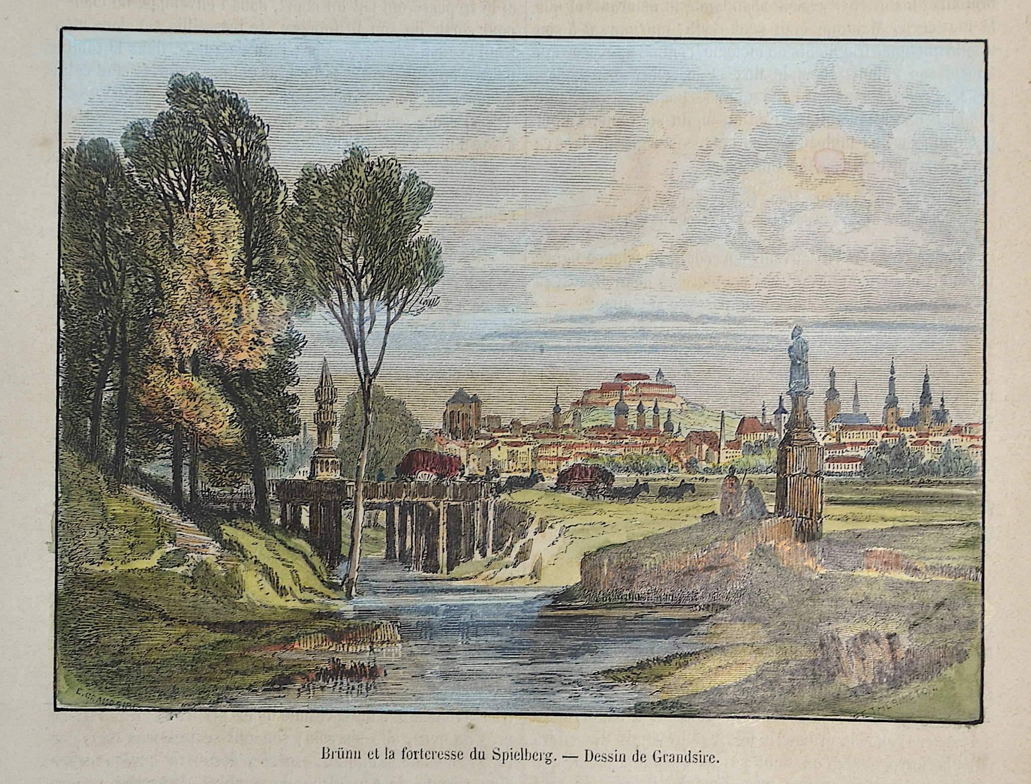Therington Brünn et la forteresse du Spielberg. – Dessin de Grandsire.