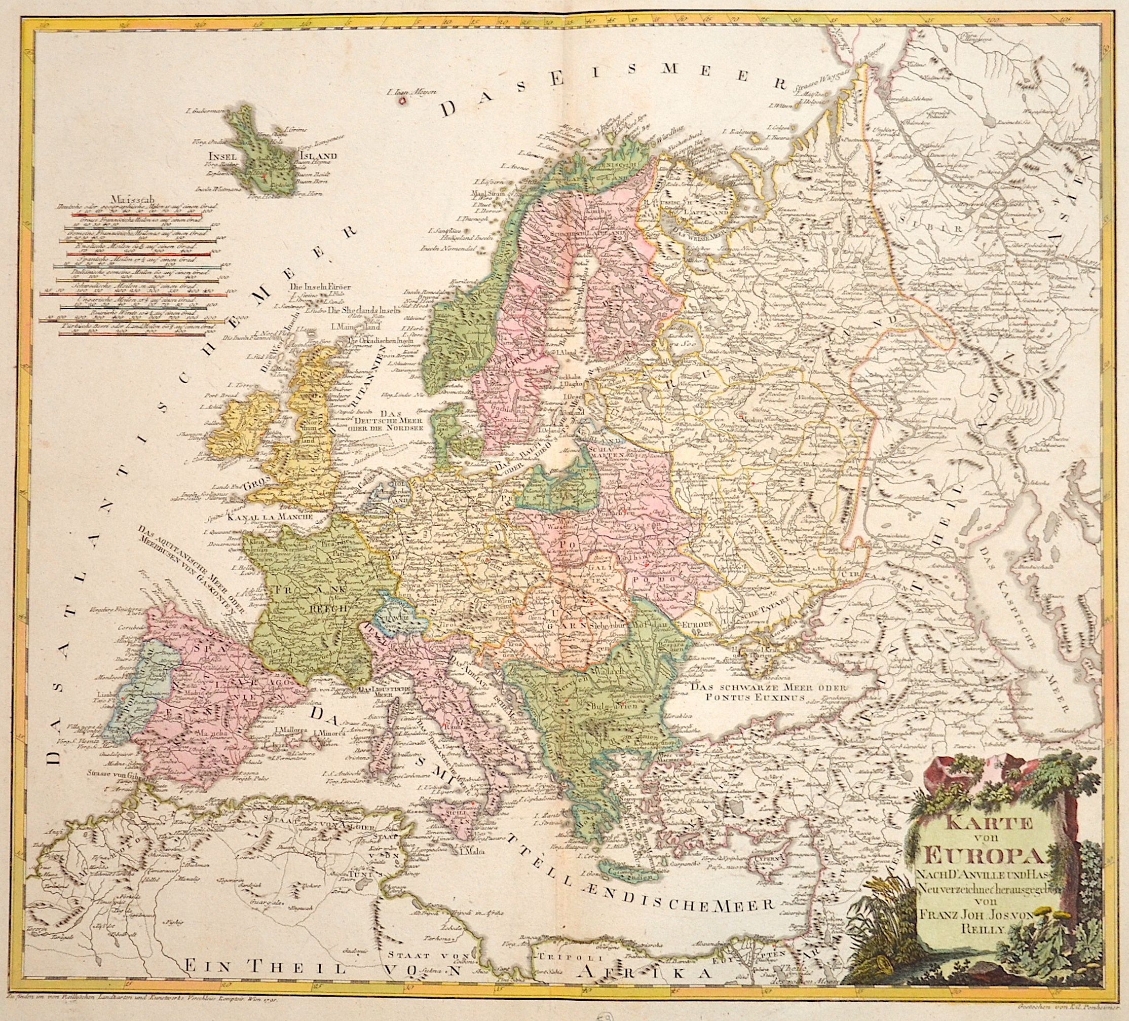 Reilly Franz Johann Joseph Karte von Europa nach d’Anville und Has