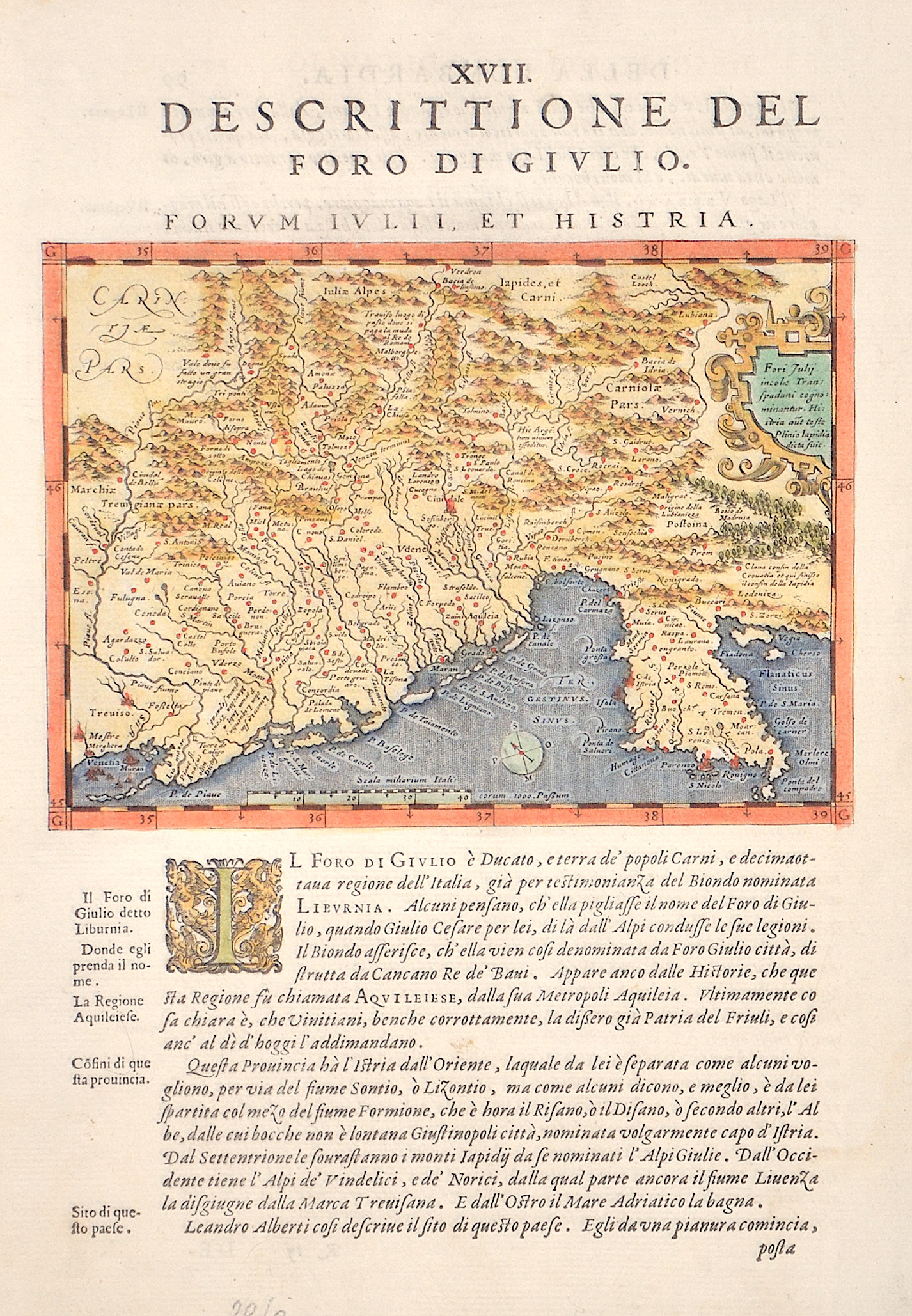 Rosaccio  XVII. Descrittione del Foro di Giulio Formum Iulii, et Histria