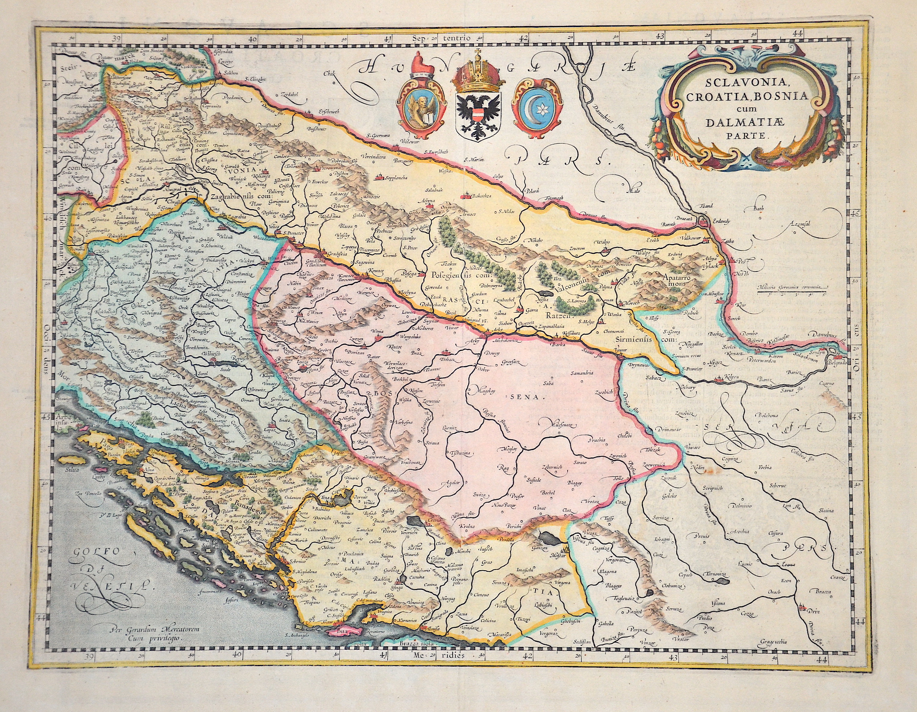 Hondius  Sclavonia ,Craotia, Bosnia cum Dalmatiae Parte