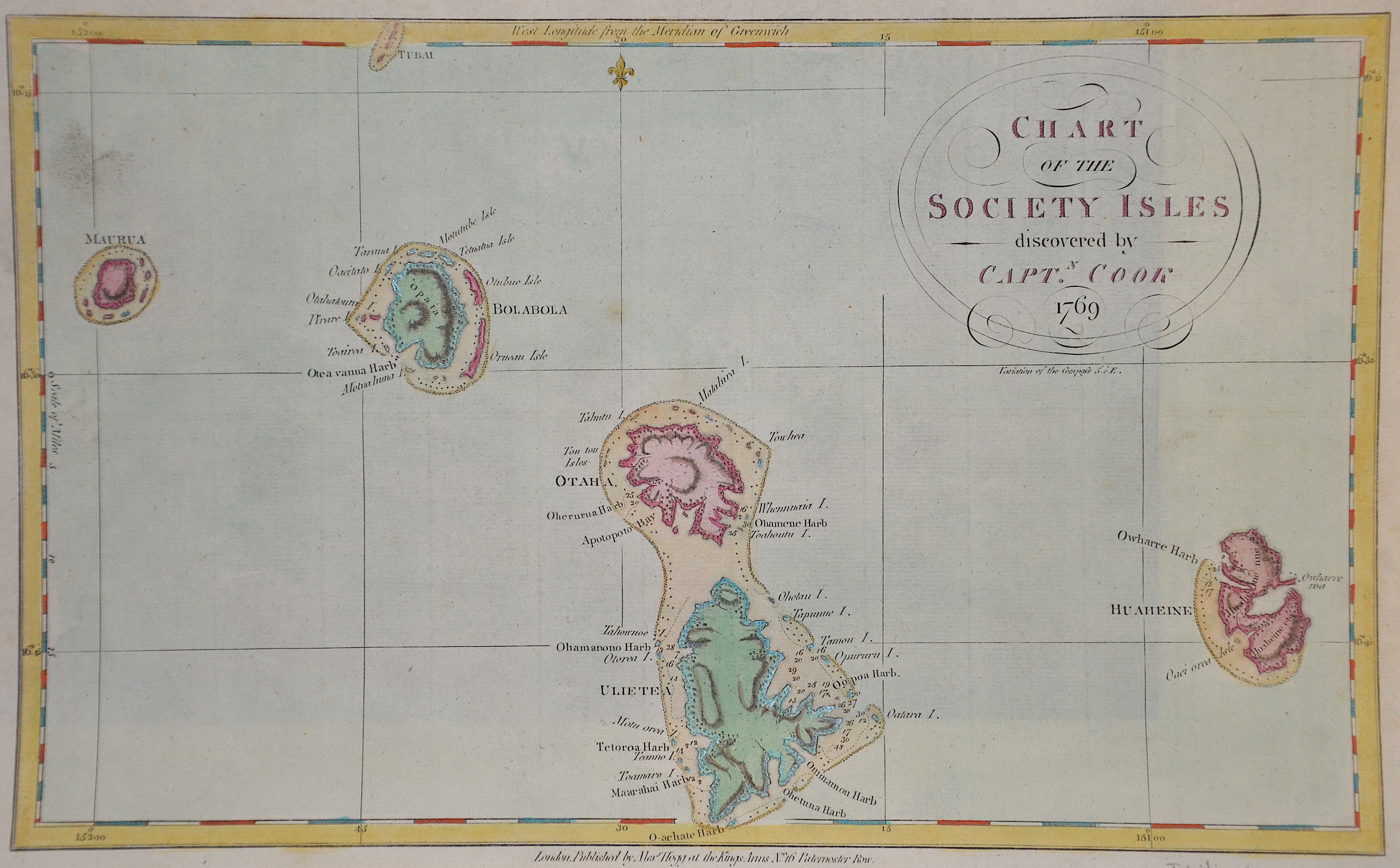 Hogg  Chart of the Society Isles discovered by Capt. Cook 1769