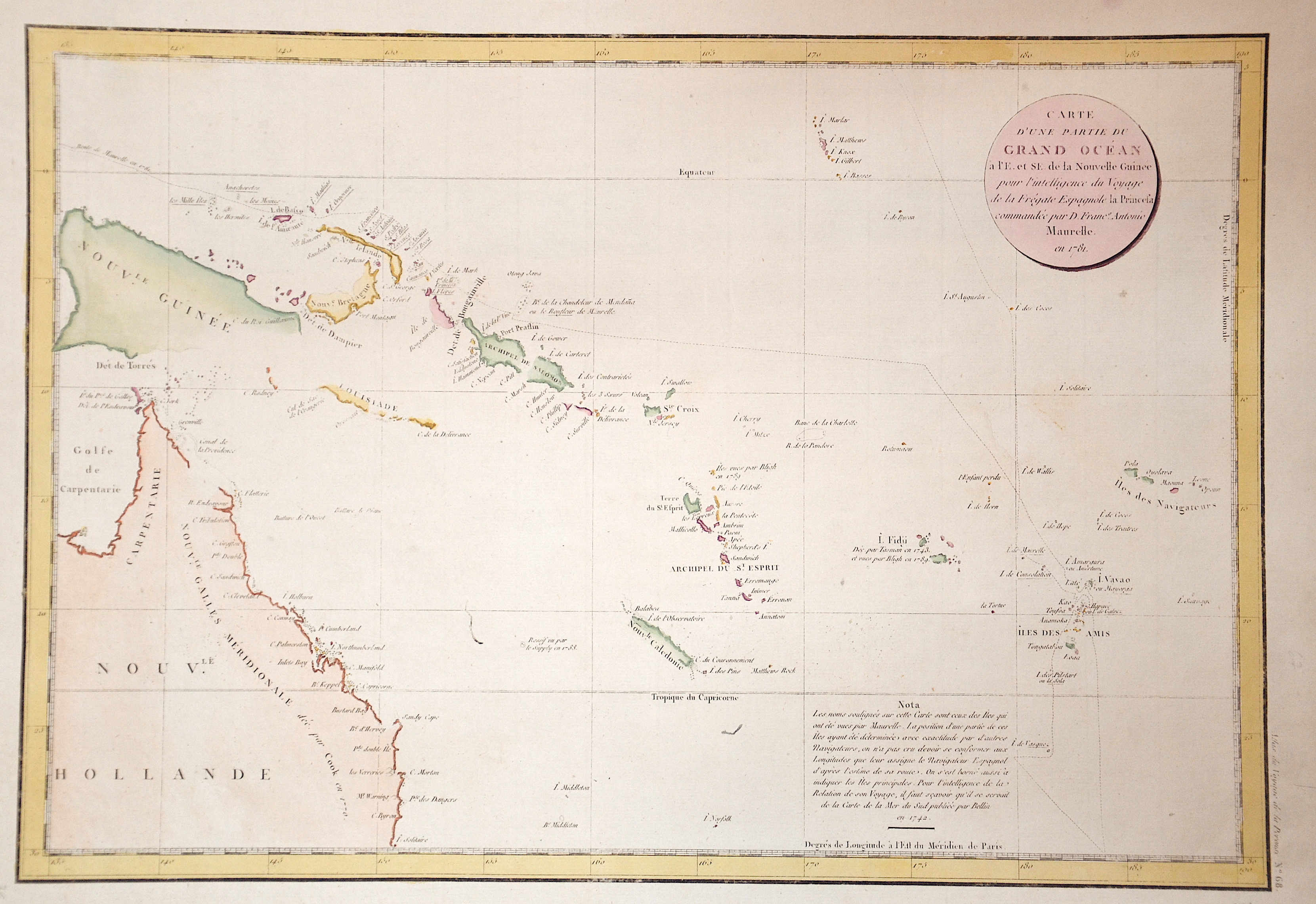 Cook/ Whitchurch  Carte d´une partie du Grand Ocean….