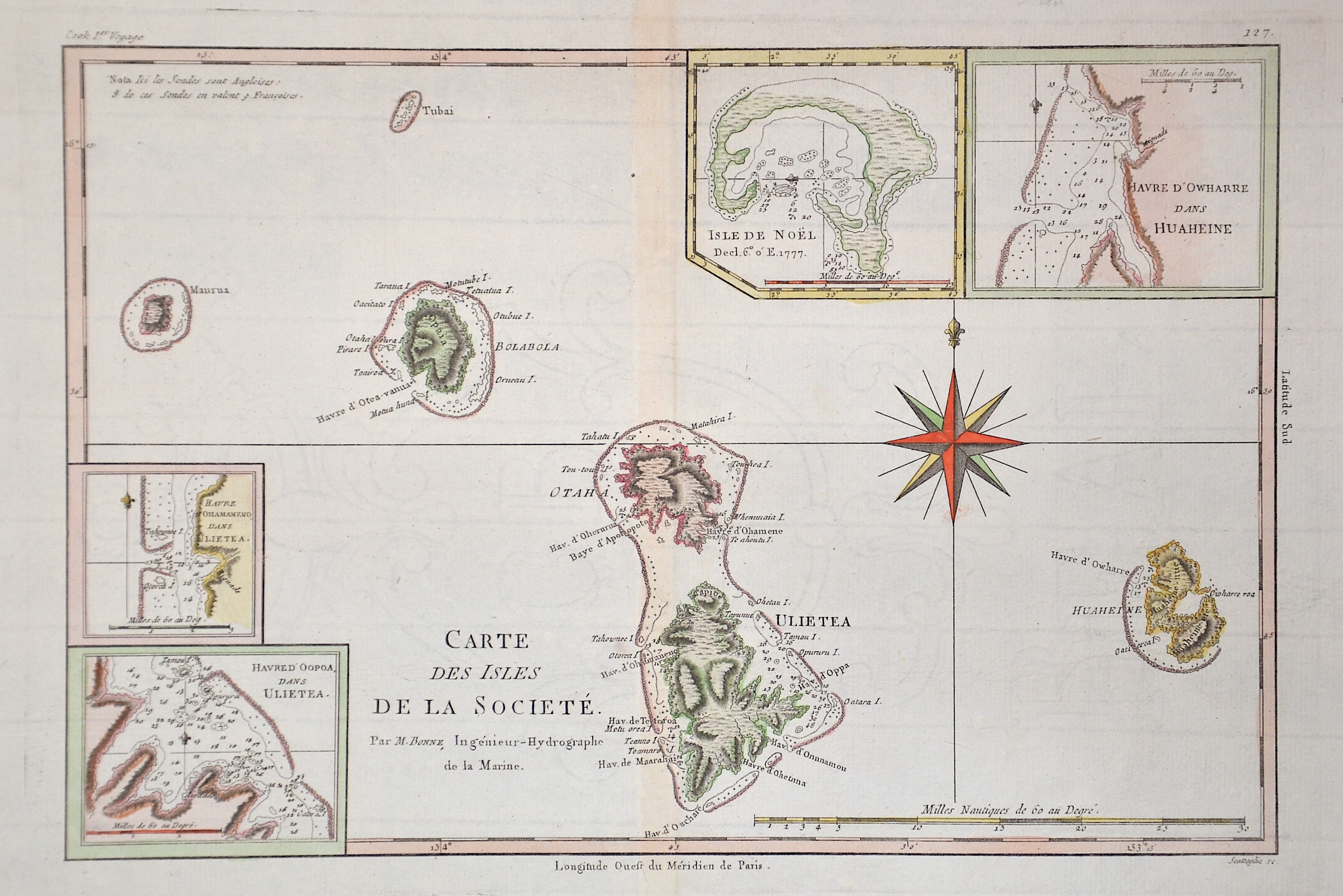 Bonne Rigobert Carte des Isles de la Societe.