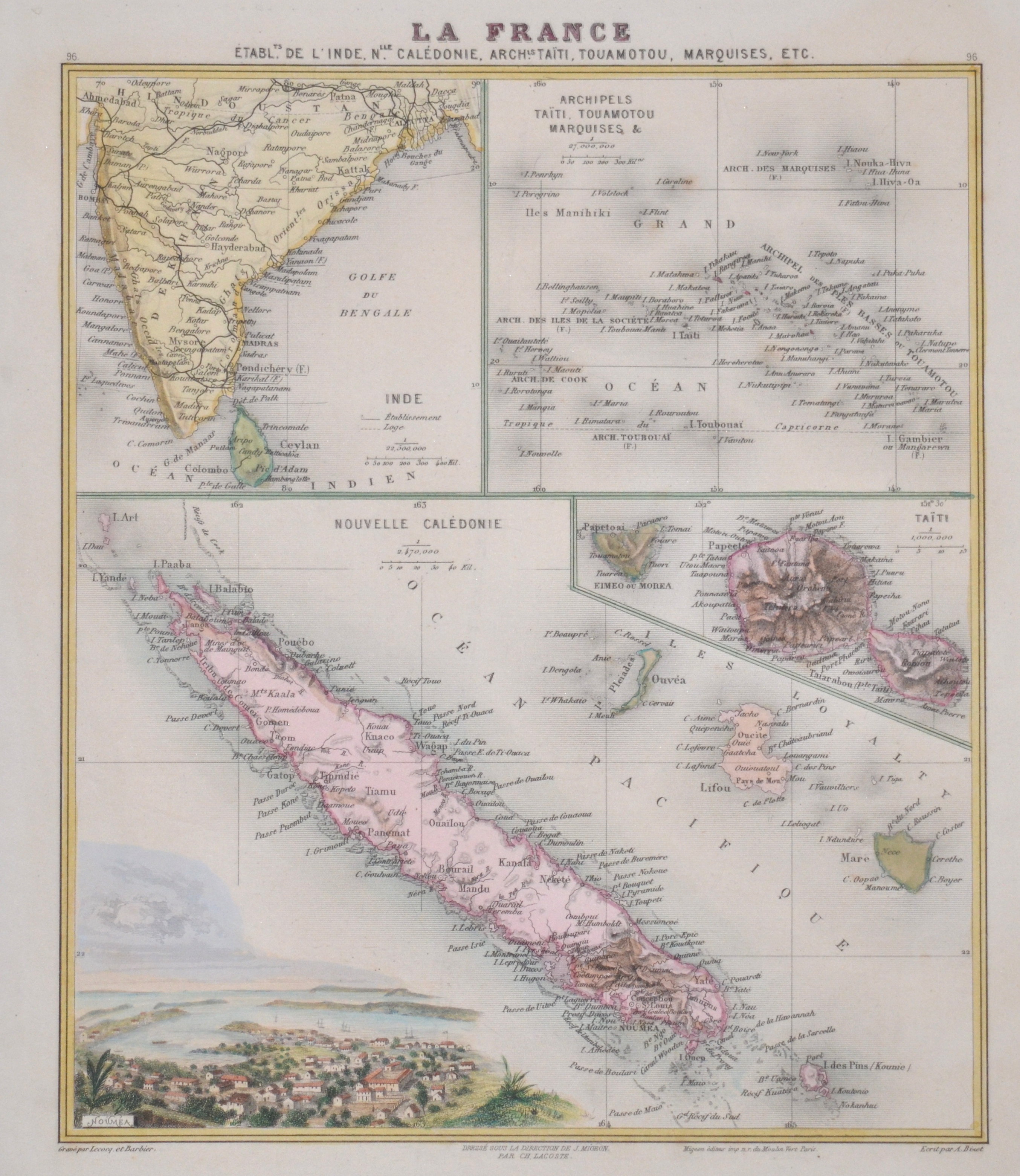 Migeon J. La France. Inde, Archipels Taiti, Touamotou Marquises, Nouvelle Caledonie, Taiti