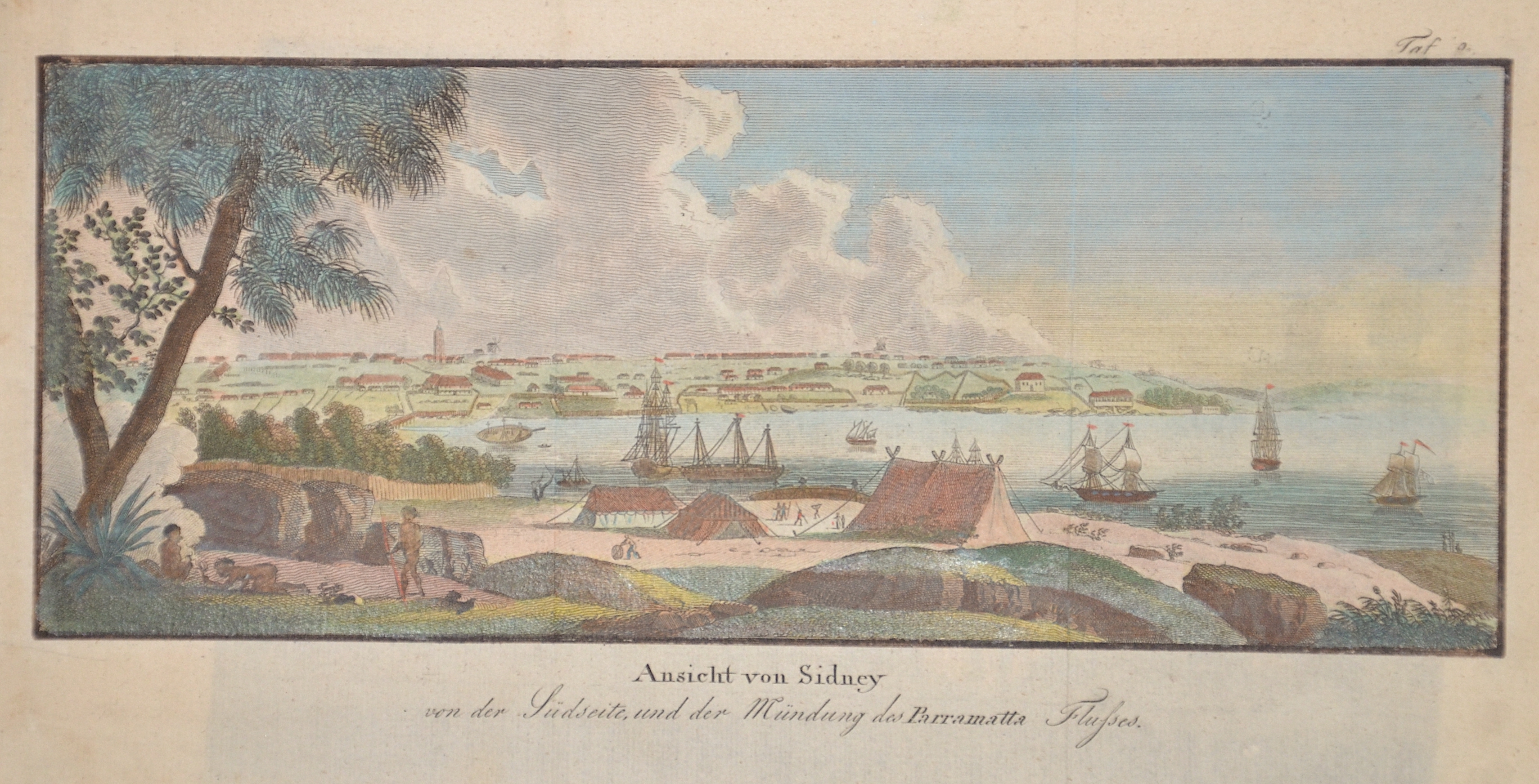 Anonymus  Ansicht von Sidney von der Südseite, und der Mündung des Parramatta Flusses.