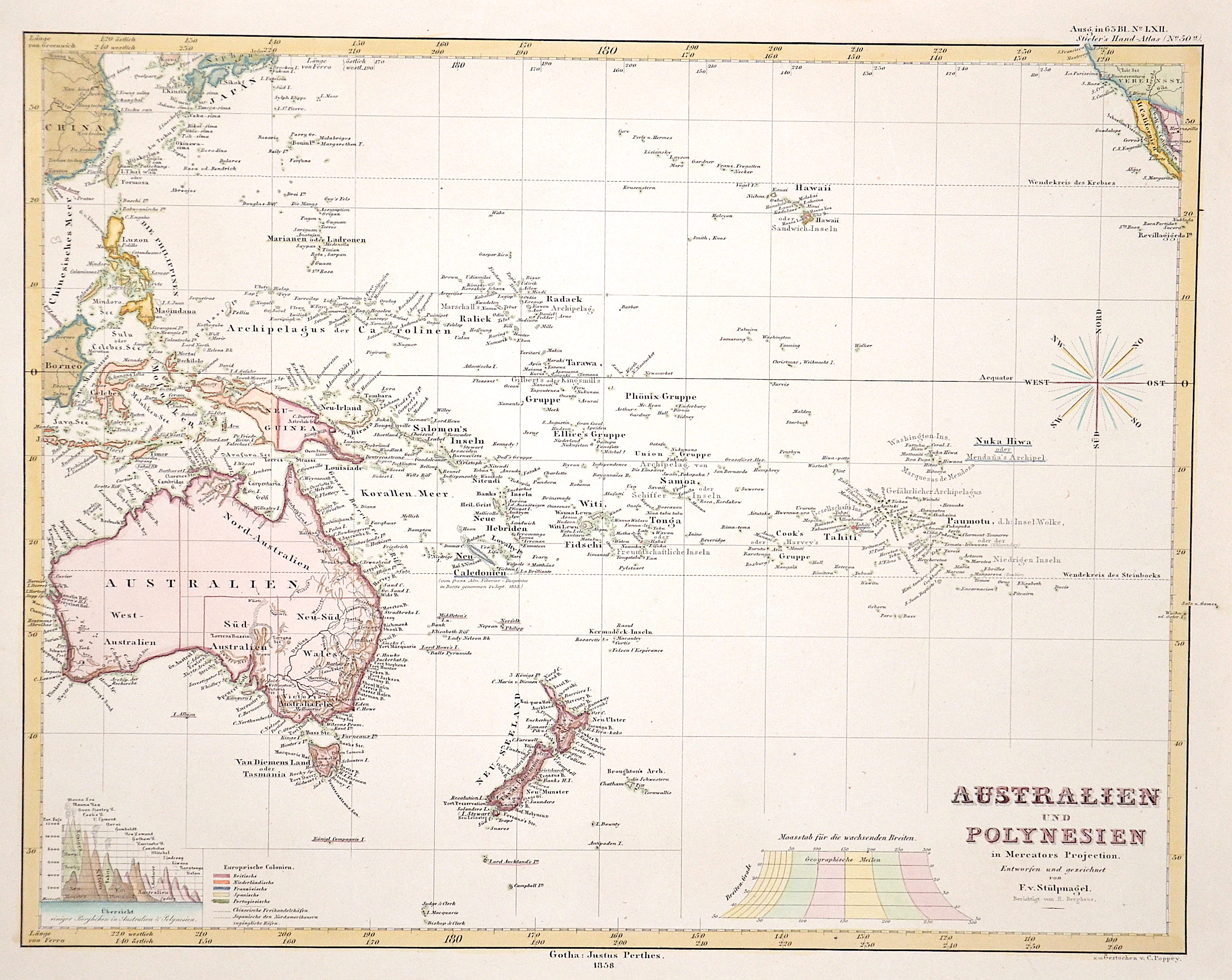 Stülpnagel, von  Australien und Polynesien in Mercator Projection.