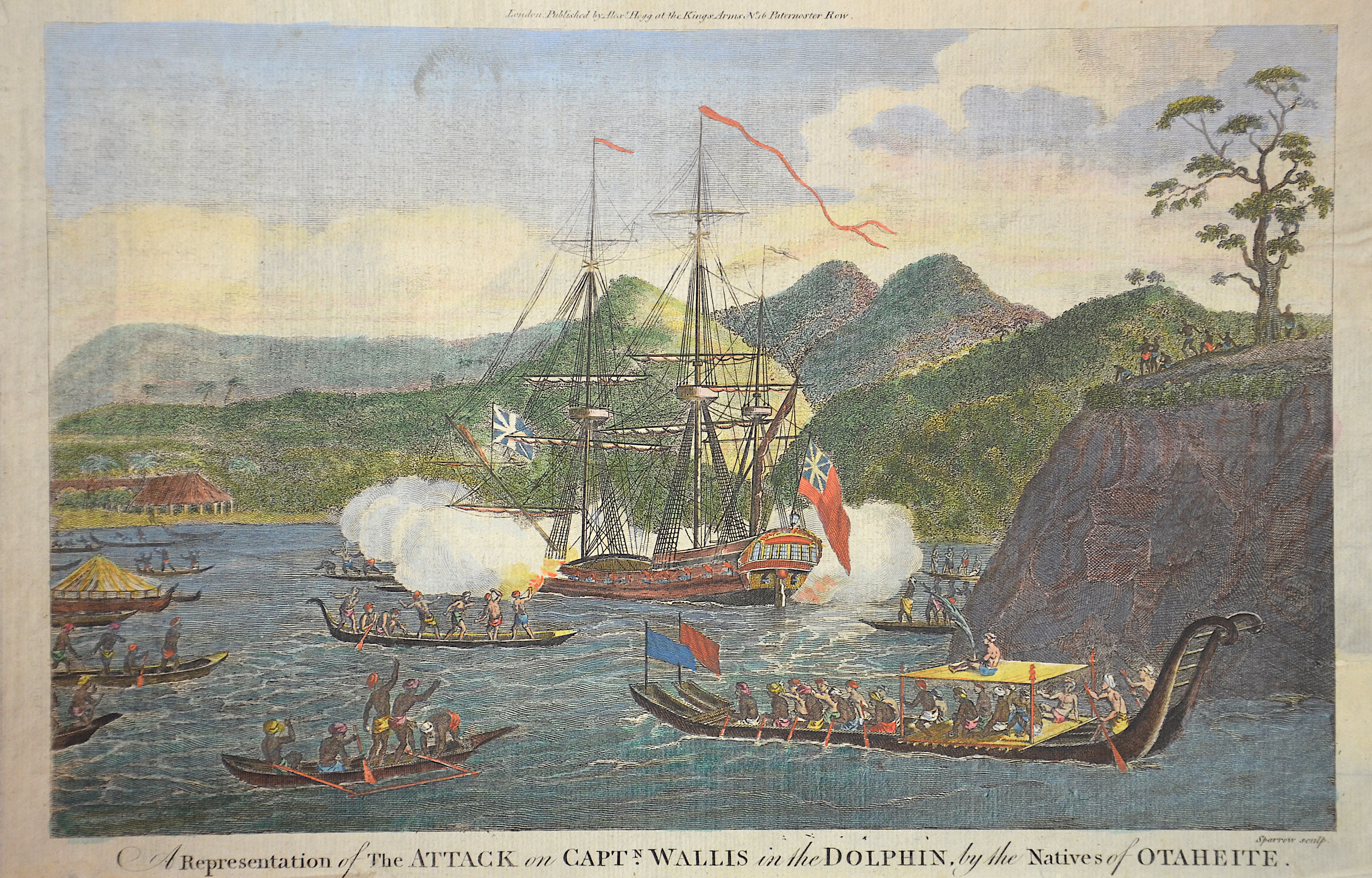 Hogg  A Representation of The Attack on Captn. Wallis in the Dolphin, by the Natives of Otaheite.