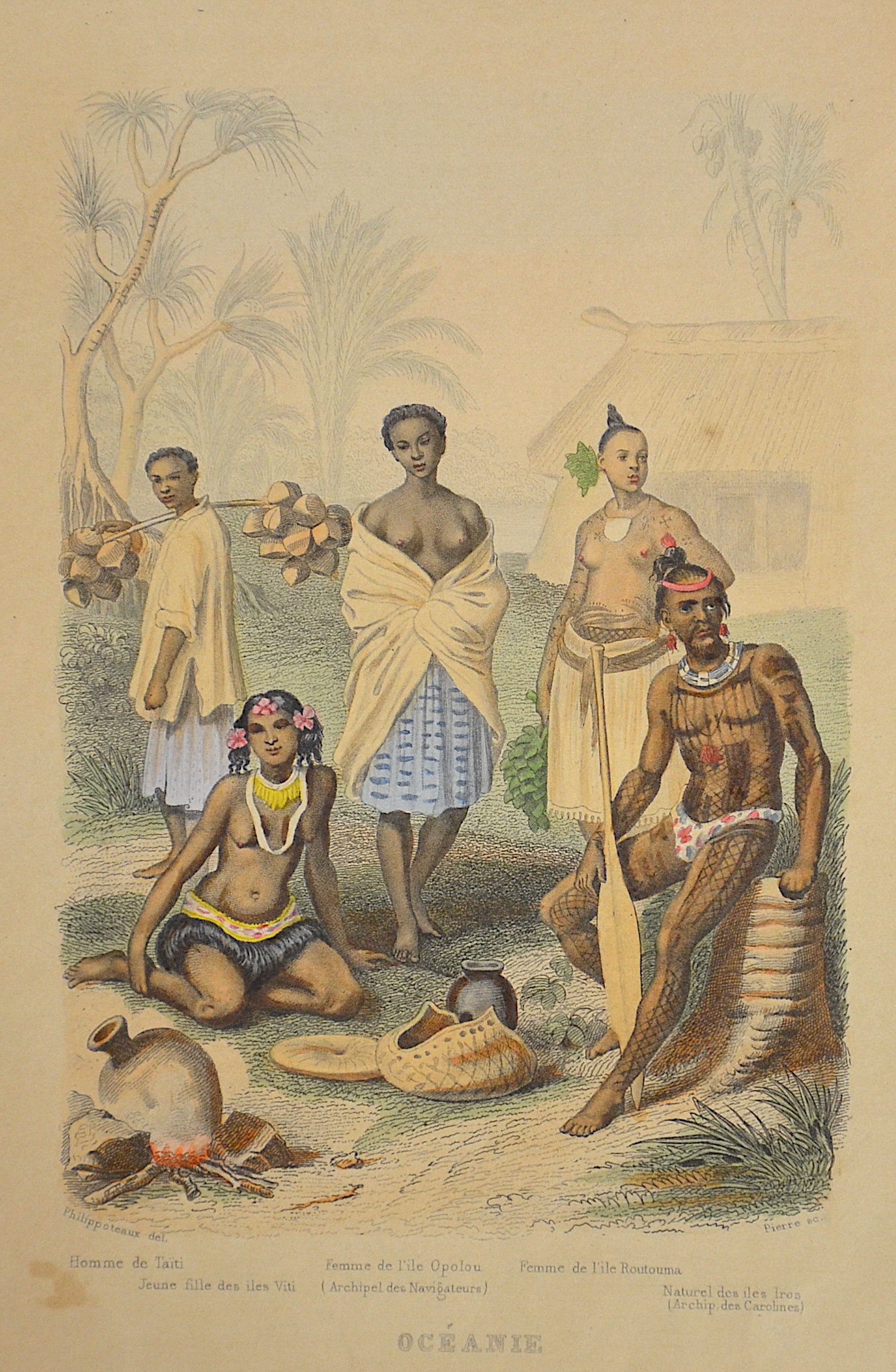 Malte-Brun Victor Adolphe Oceanie / Homme de Taiti / Femme de l’ile Opolou / Femme de l’ile Routouma
