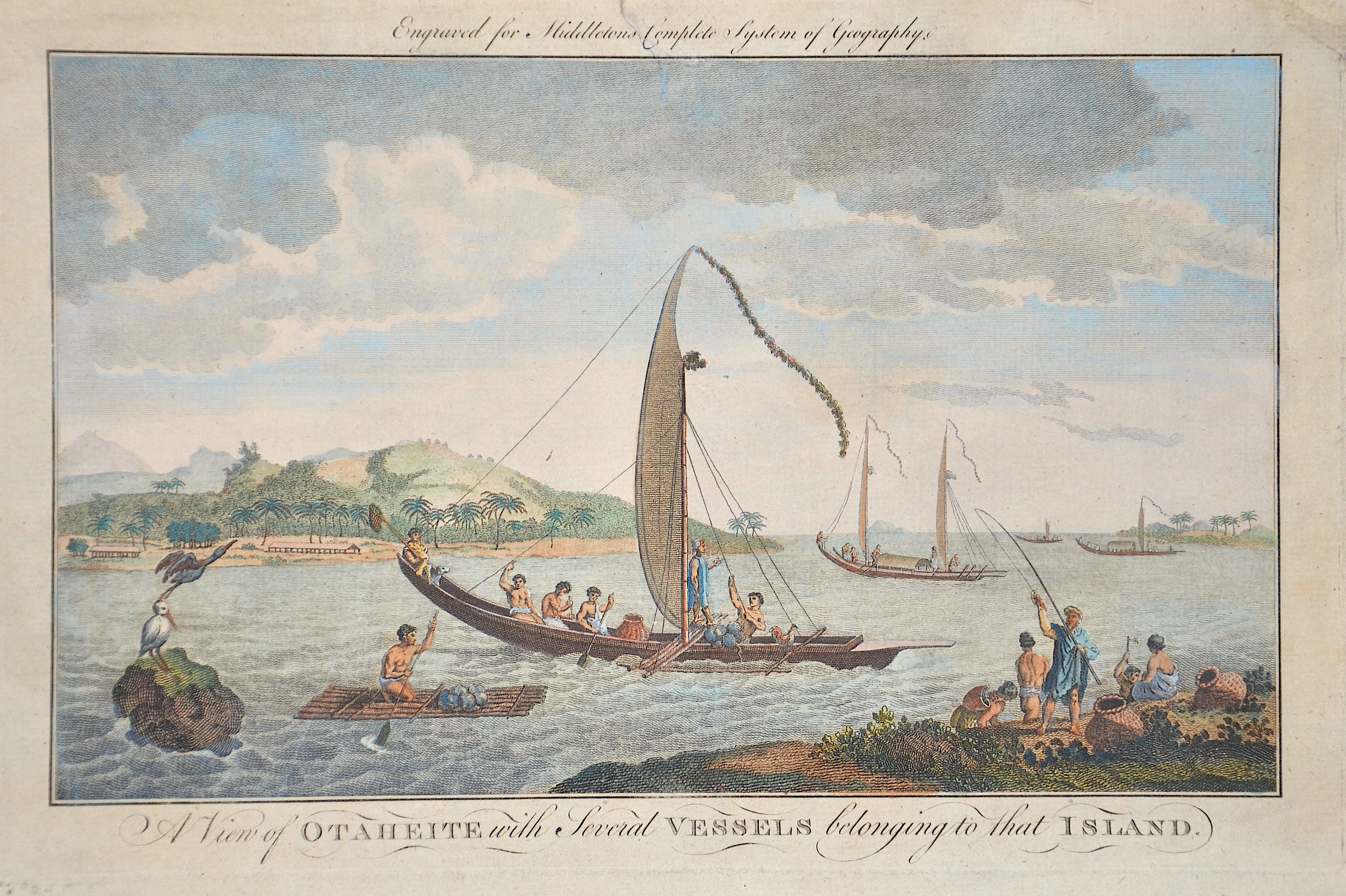 Middletons  A View of Otaheite with Several Vessels belonging to that Island.
