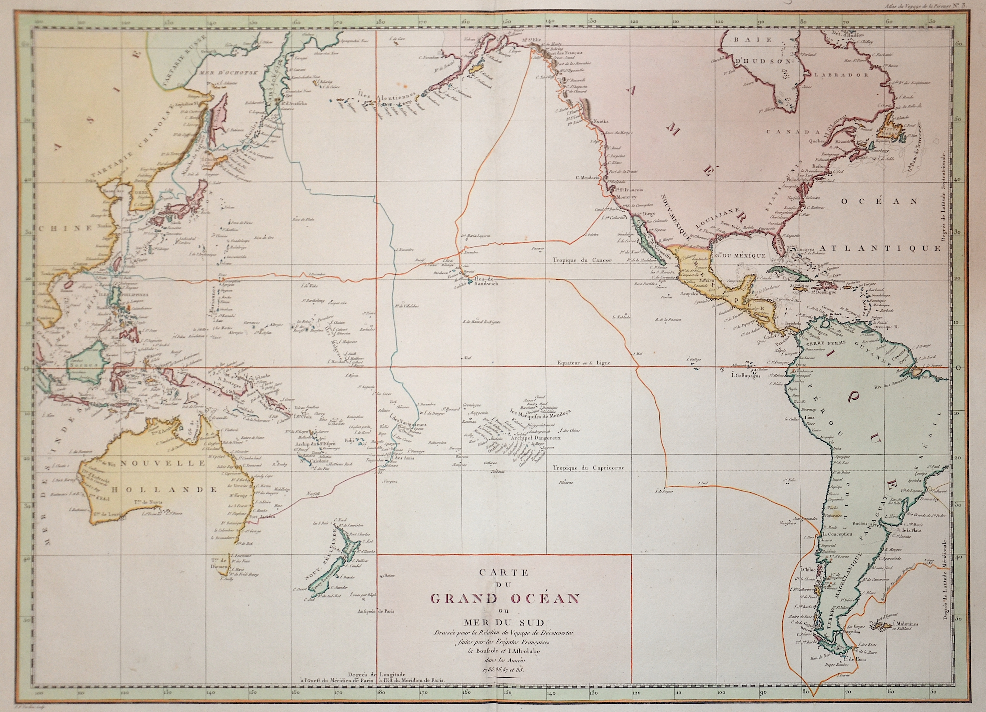 Pérouse, la  Carte du Grand Océan ou Mer du Sud