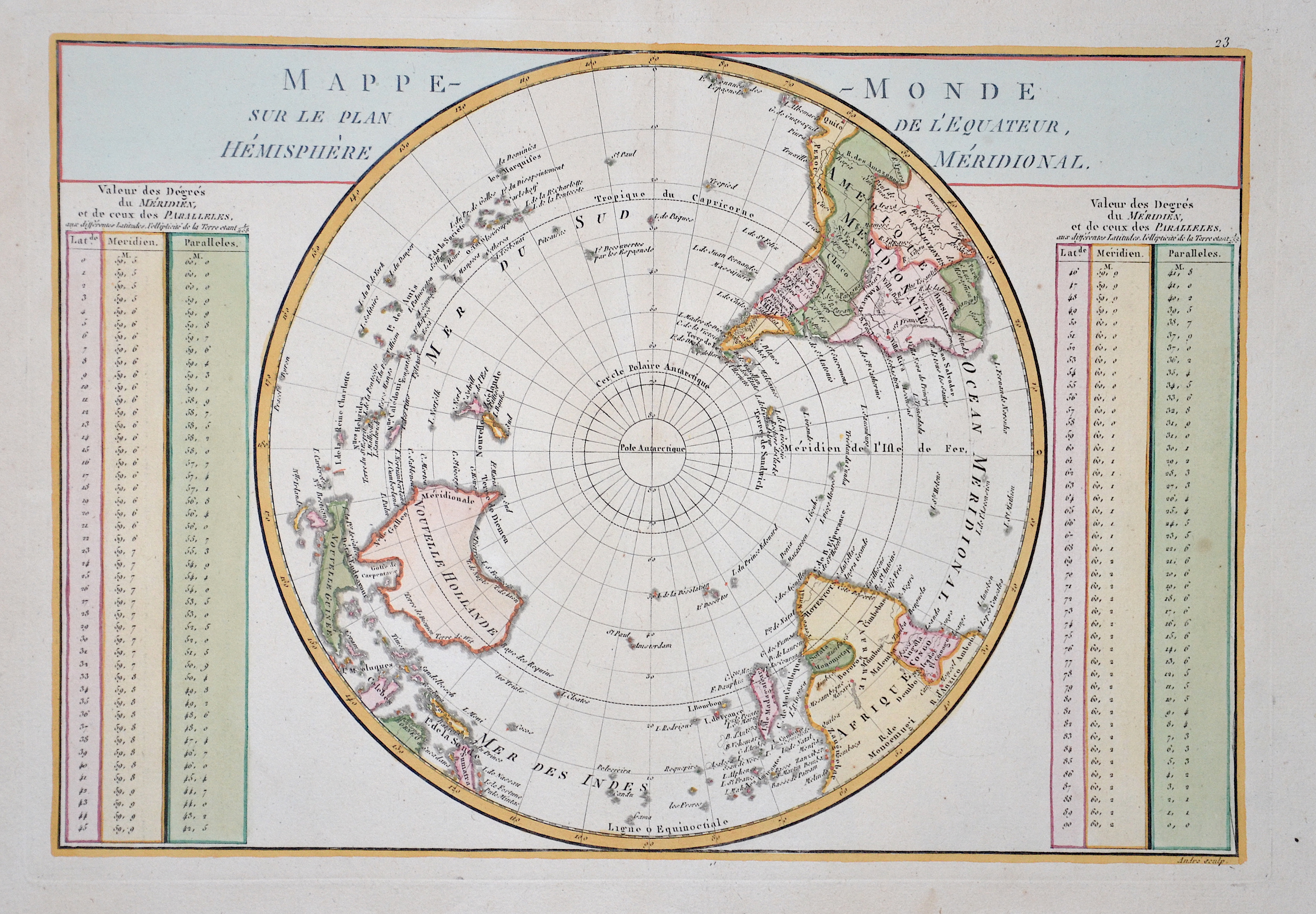 Anonymus  Mappe Monde sur le plan de l´ equateur, Hemisphere meridionale