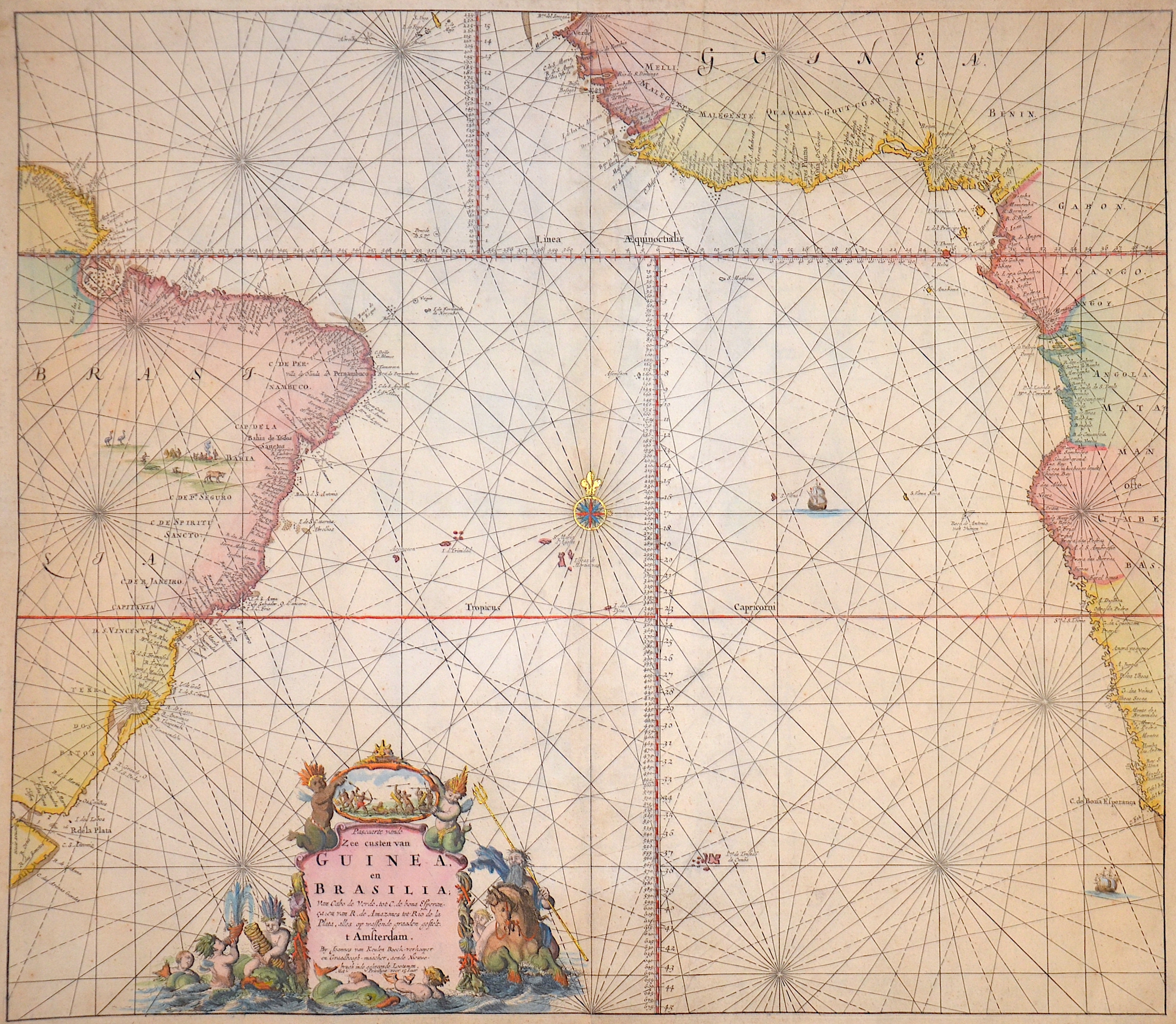 Keulen Johannes van Pascaarte vande Zee custen van Guinea, en Brasilia, Van Cabo de Verde, tot C. de bona Esperancen van R. de Amazones tot Rio de la Plata,..