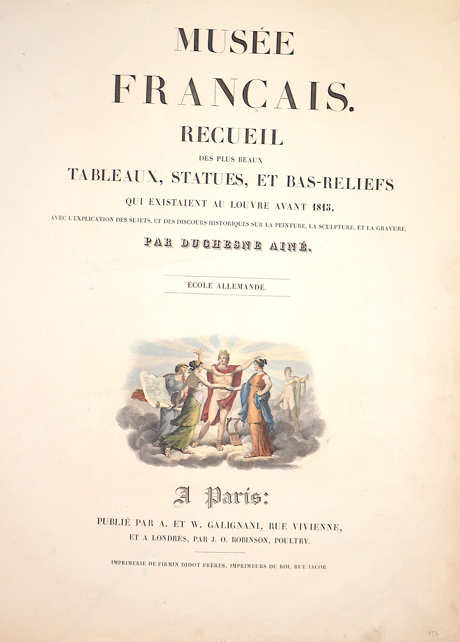 test  Musee Francais. Recueil des plus beaux Tableaux, Statues, et Bas-Reliefs qui existaient au Louvre avant 1815,..