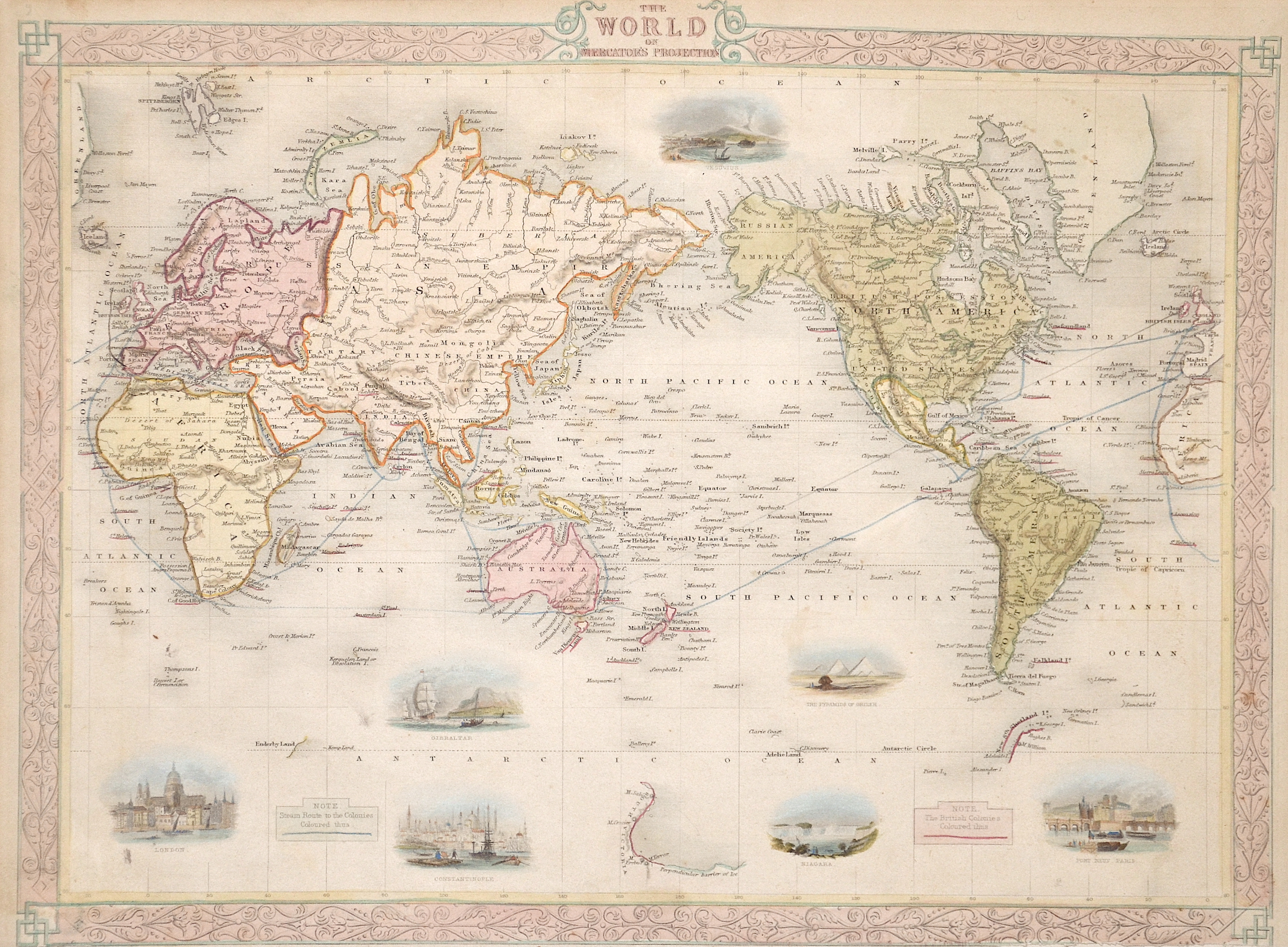 Tallis John The world on Mercators projection